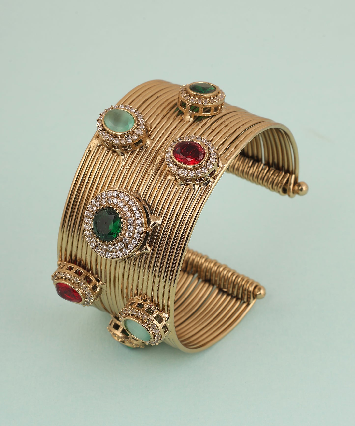 Brass Navratan hand cuff Bangles