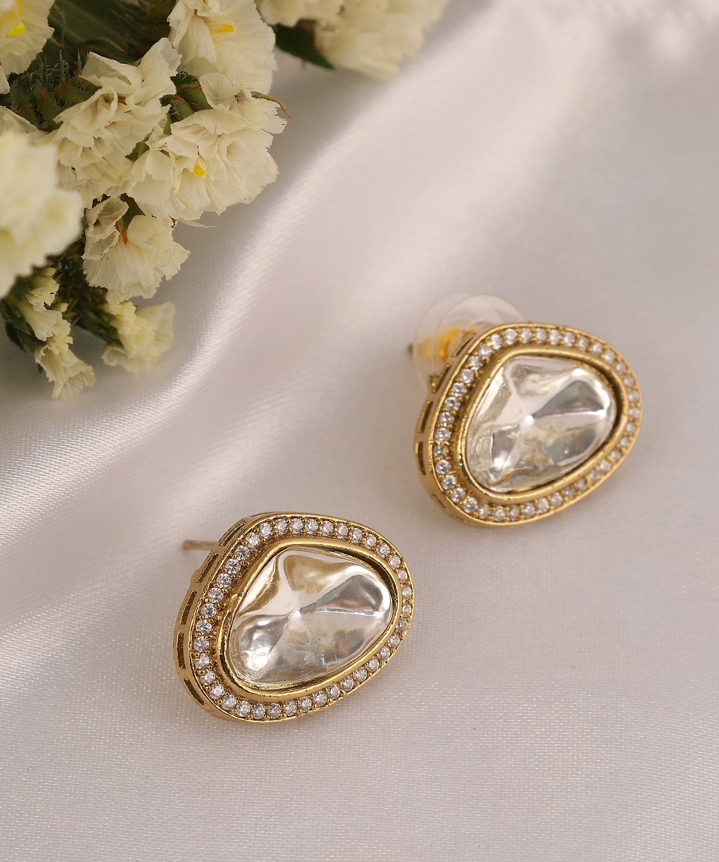 Polki Tear Drop Studs