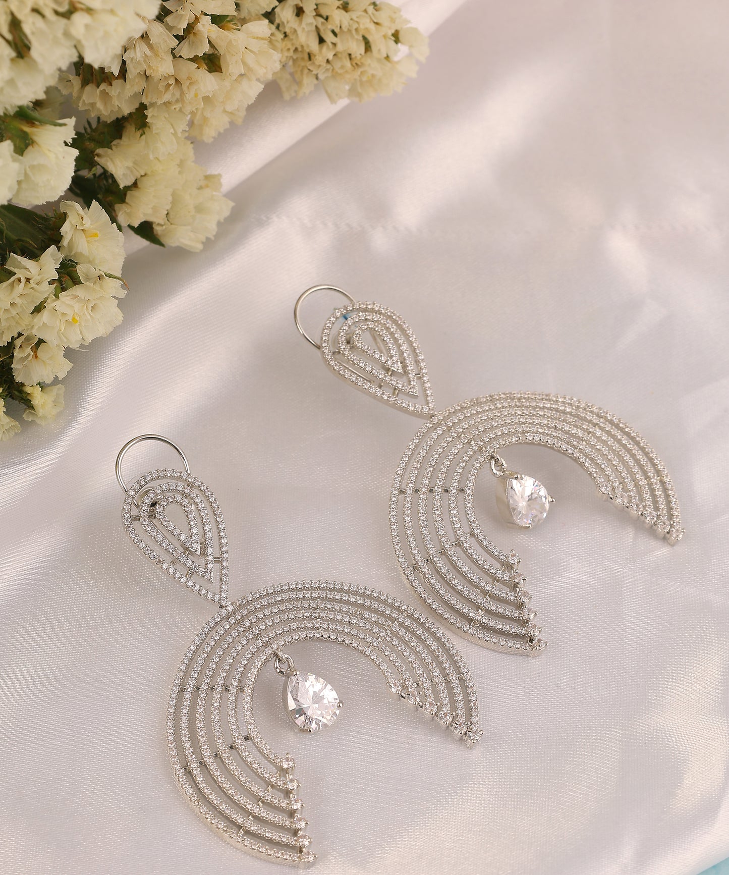 Crystal And Rhinestone Circular Drop Earrings