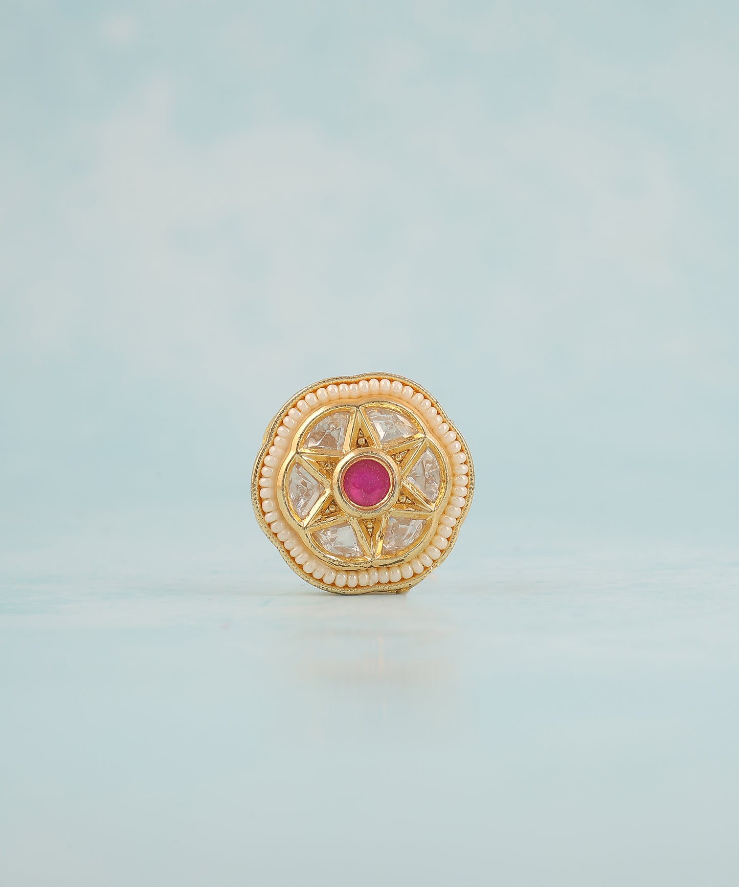 Kundan And Pearl Meenakari Small Ring