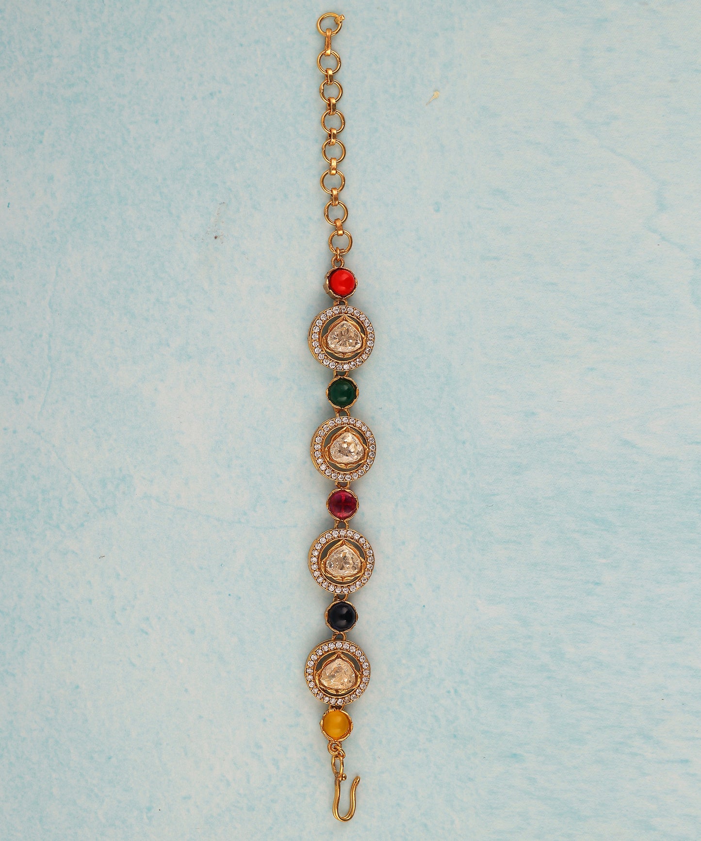 Multicoloured Polki And Stone Studded Bracelet