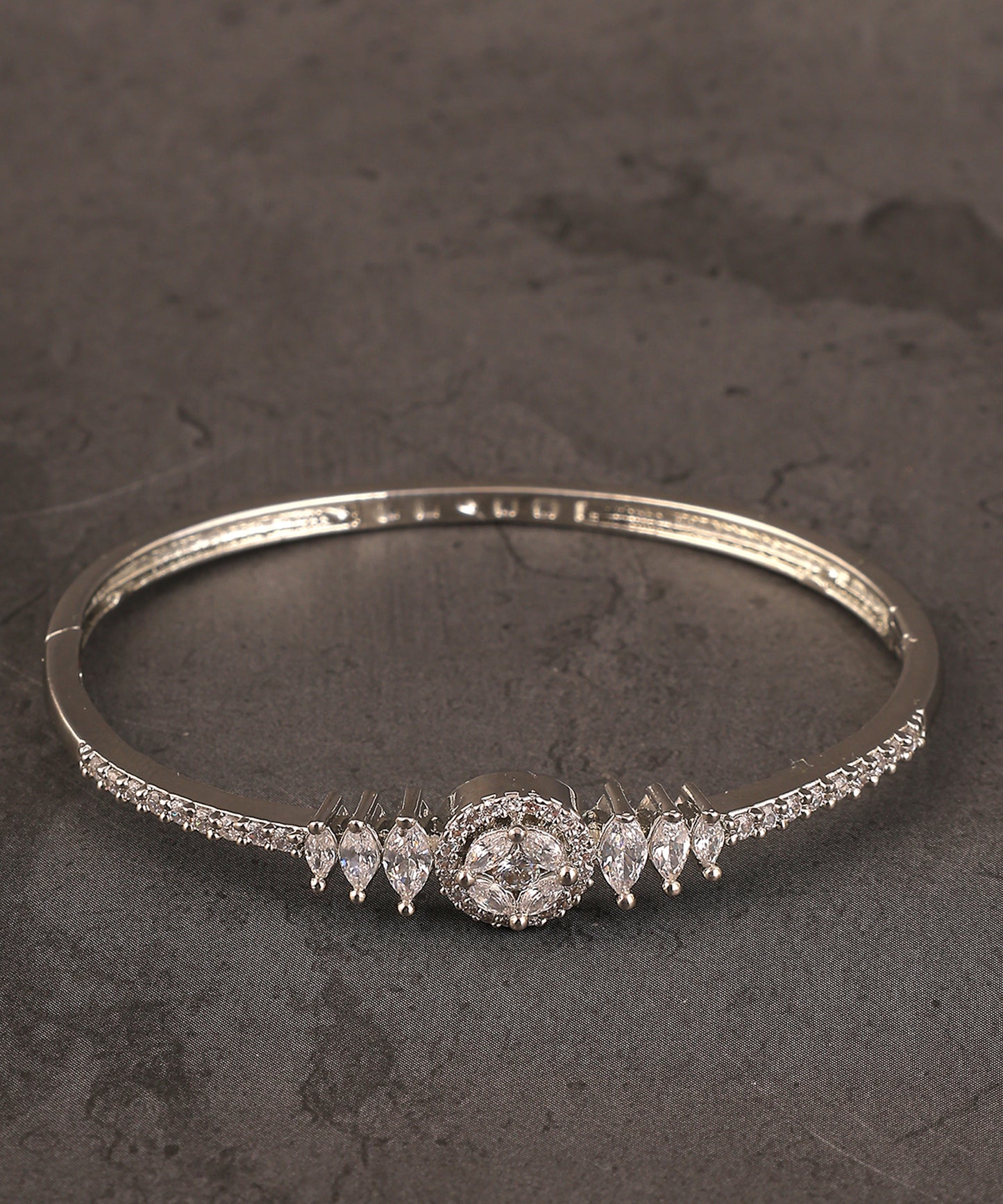 Crystal Embellished Silver Toned Bracelet