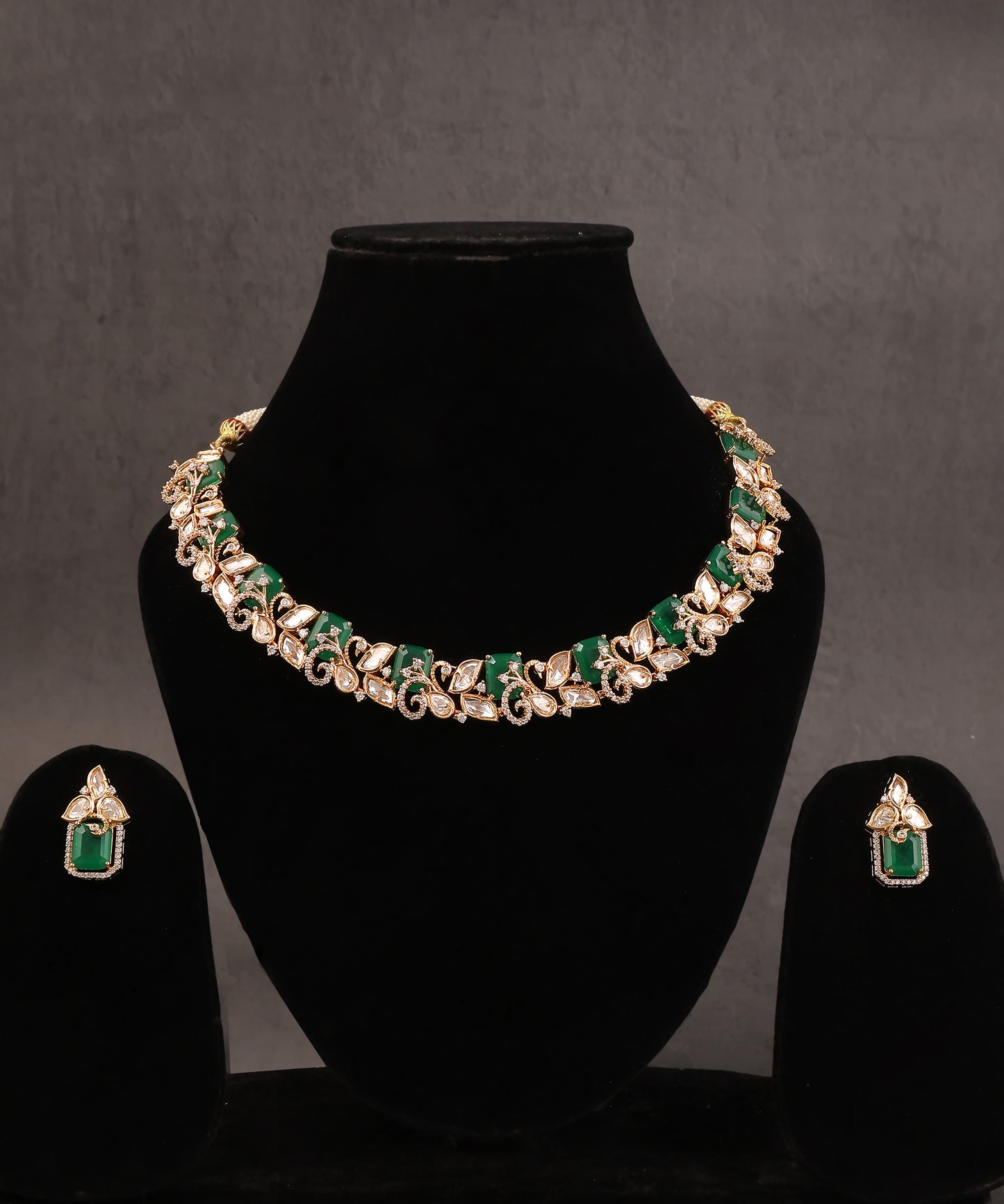 Ishita Necklace Featuring 18K Gold Plating, Emeralds And Polkis