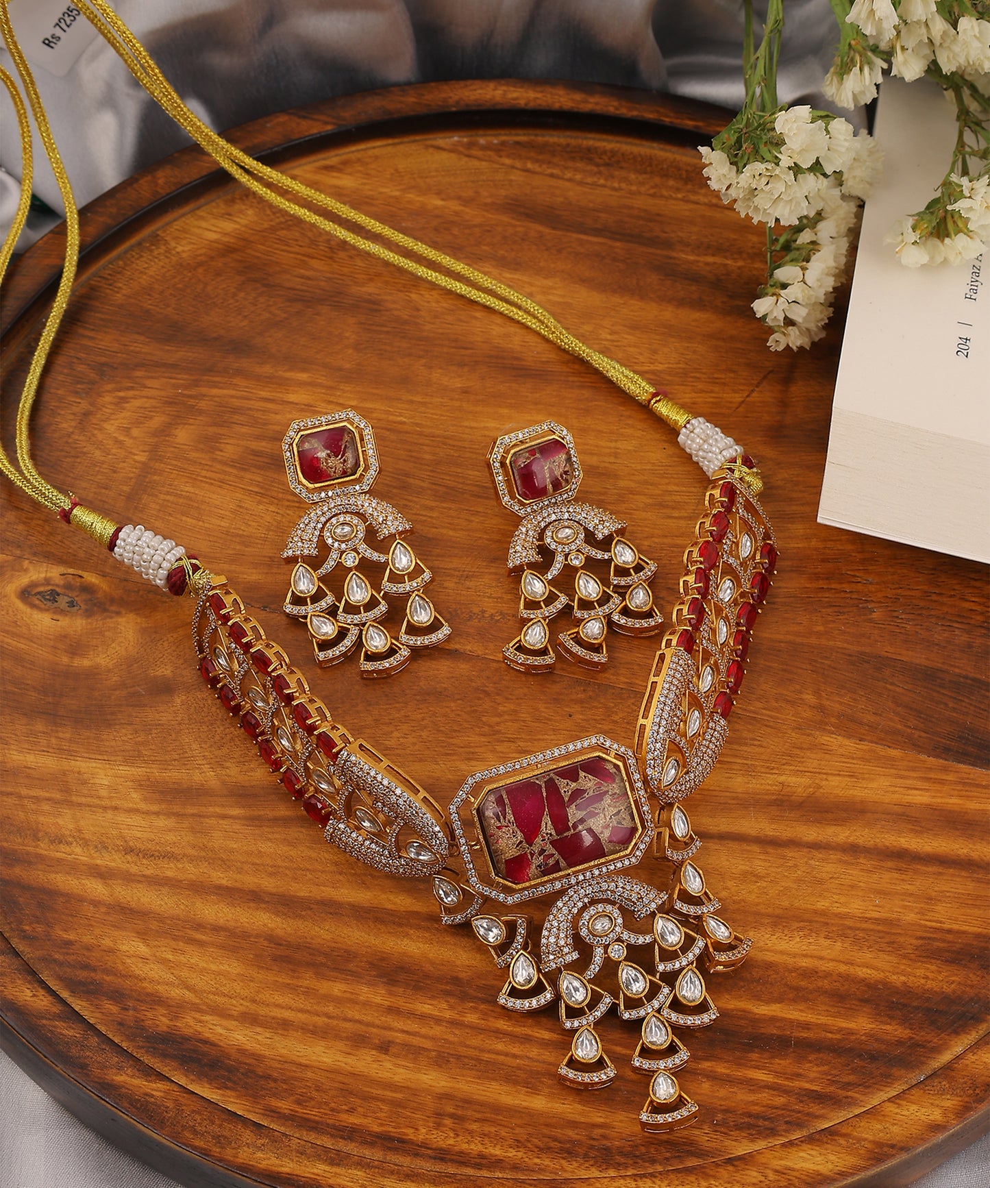 Rani Waterfall Necklace Featuring Doublet Stone And Polki
