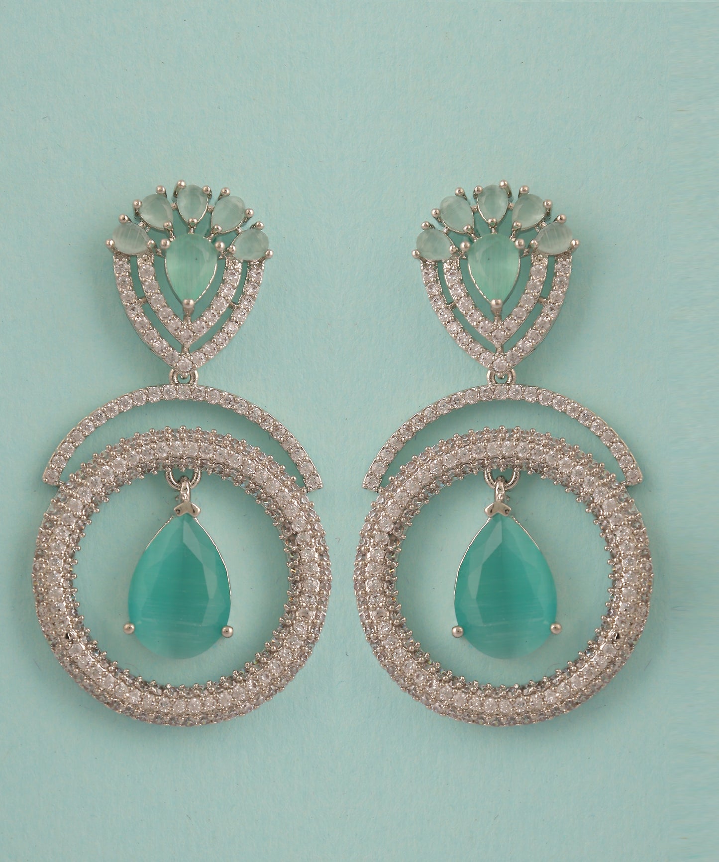 Sea Green Statement Drop Earrings