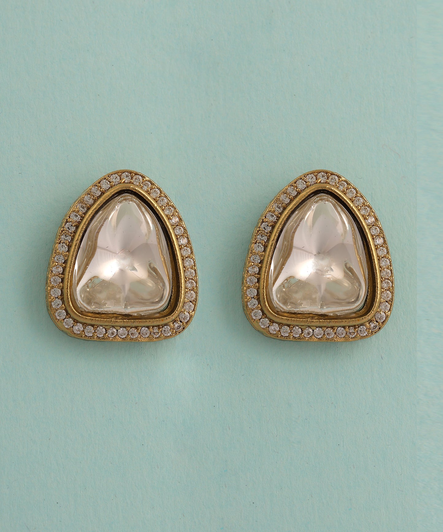 Triangular Polki Stone Studded Studs/Earrings