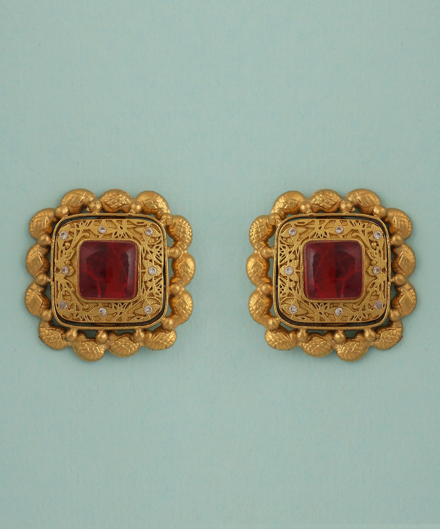 Gold And Ruby Big Studs/Earrings