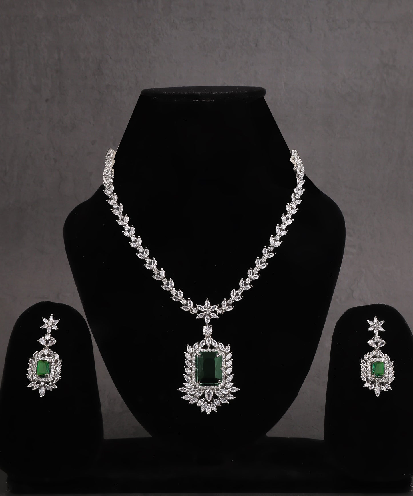 Statement Emerald Drop Designer Artificial Diamond Necklace