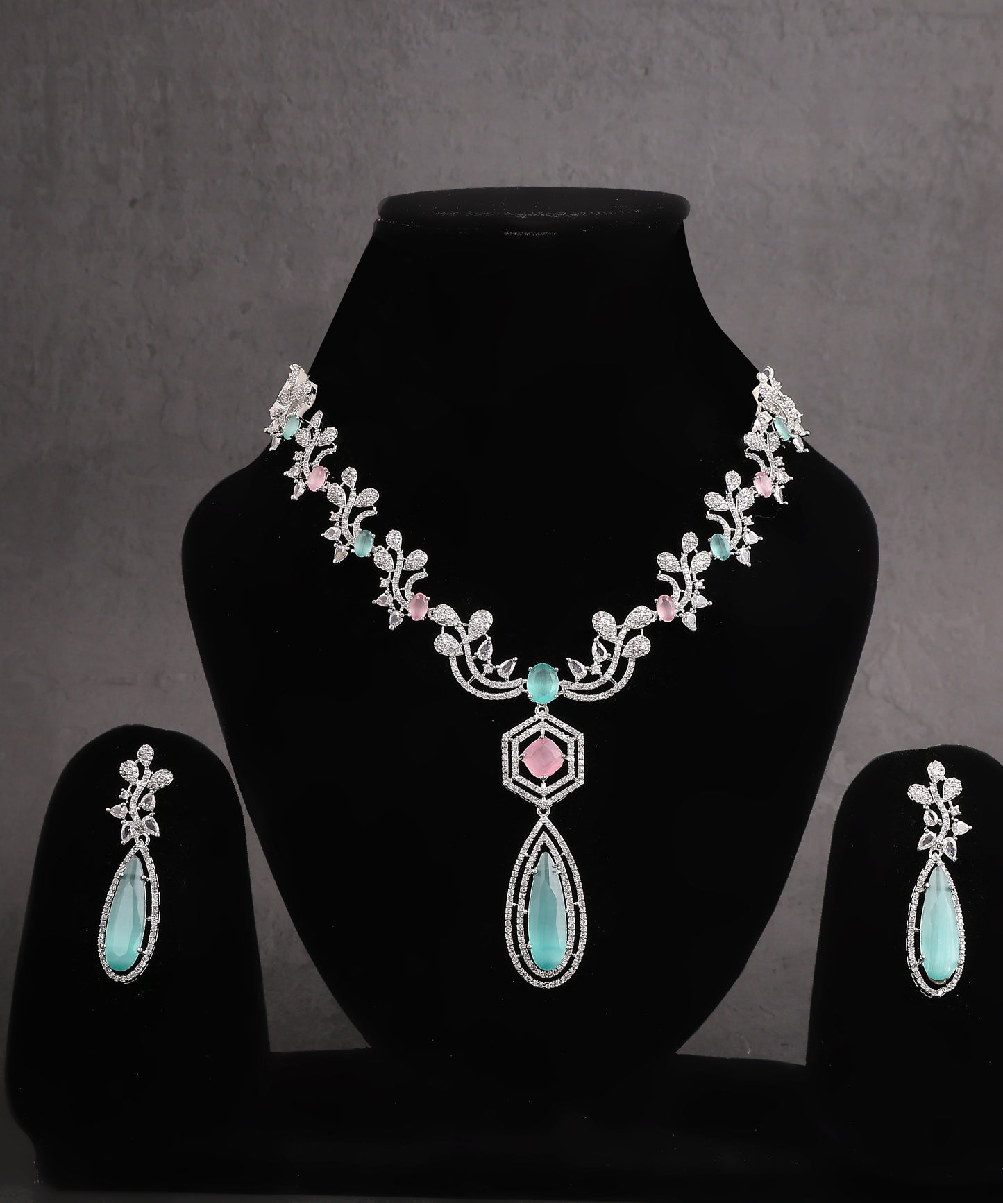 Serena Necklace Featuring Mint Green Stones And Crystals