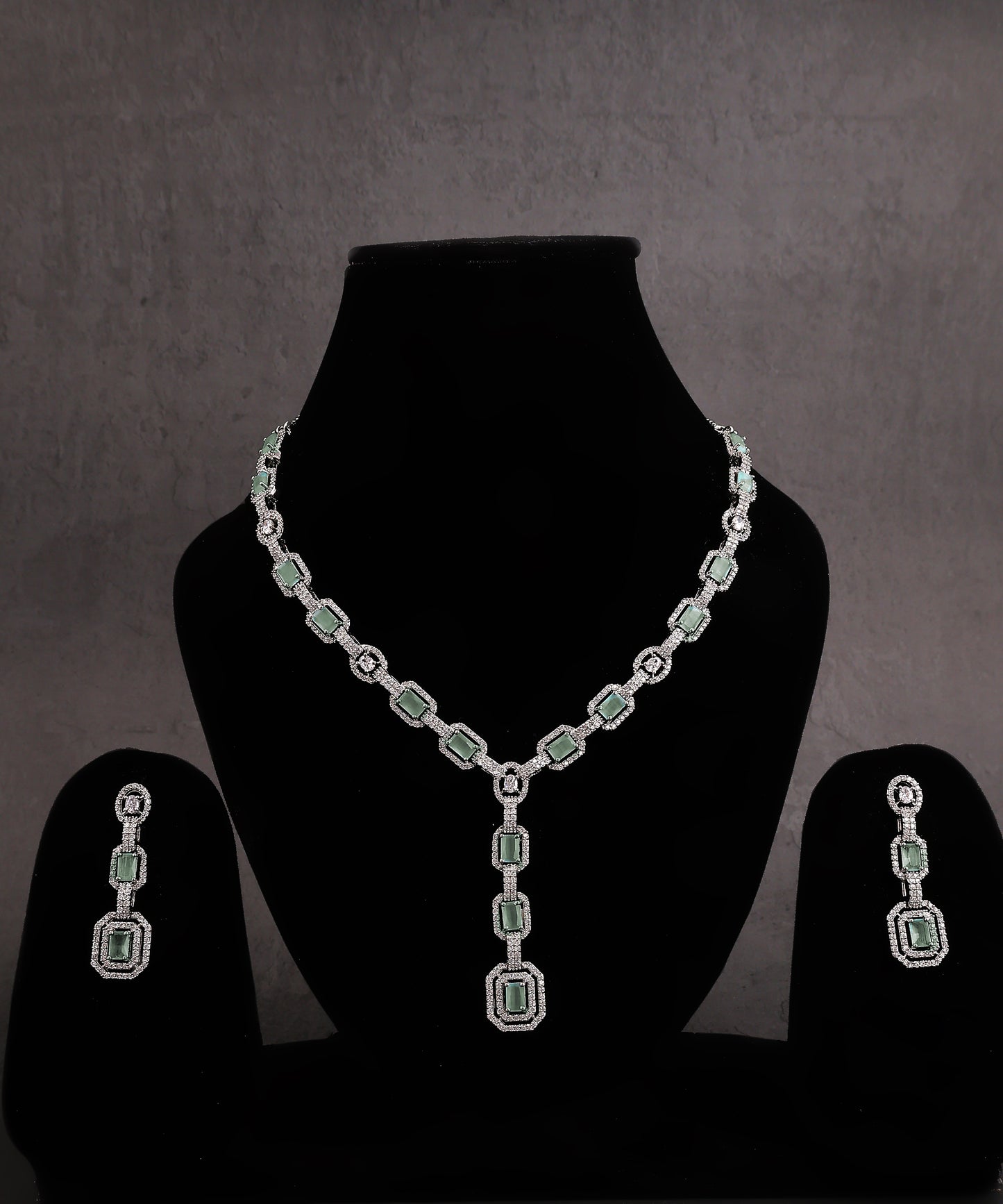 Mint Green Designer Drop Artificial Diamond Necklace
