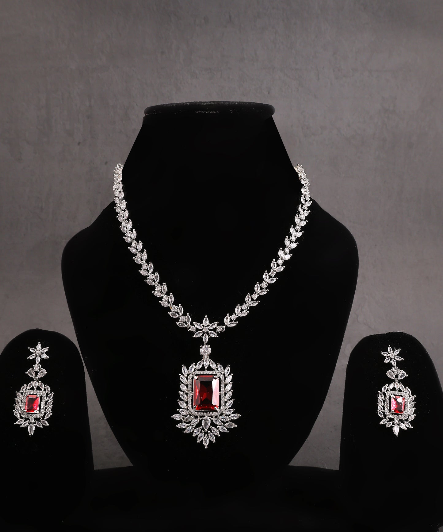 Statement Ruby Drop Designer Artificial Diamond Necklace
