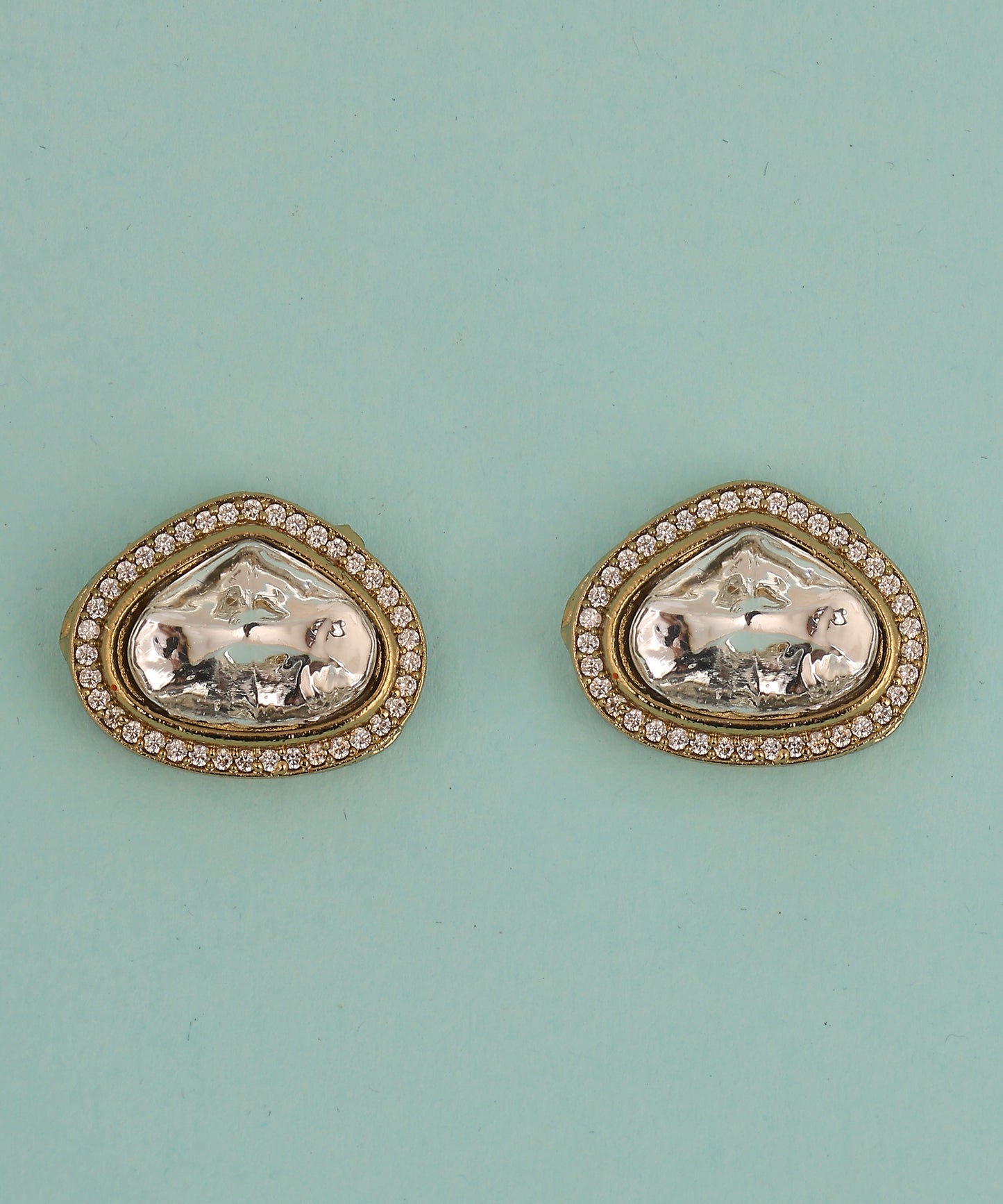 Triangular Polki Stone Studded Studs/Earrings