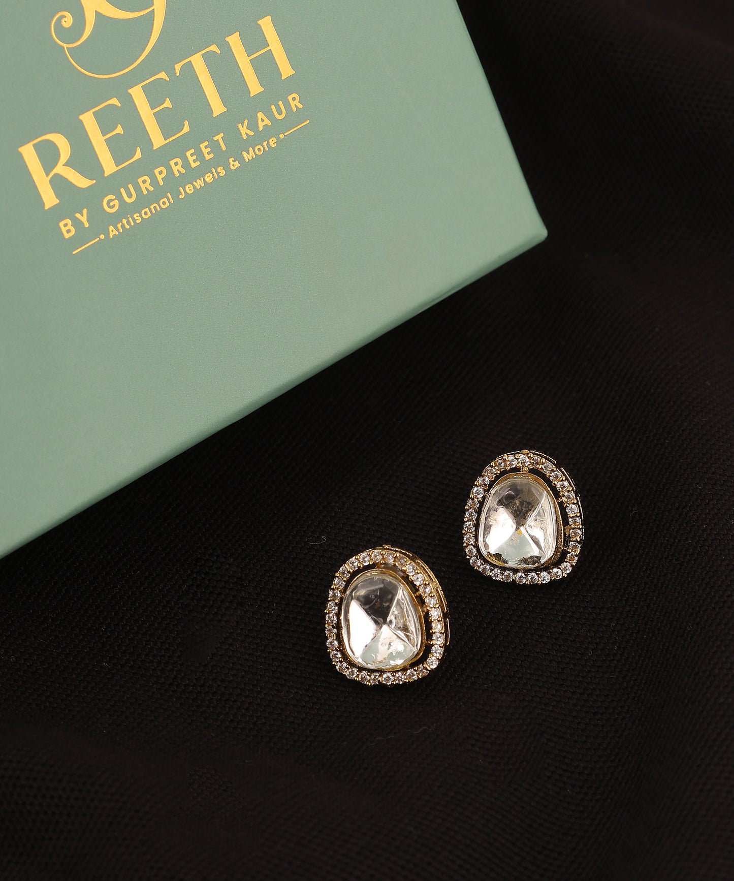 Triangular Polki Stone Studded Studs/Earrings