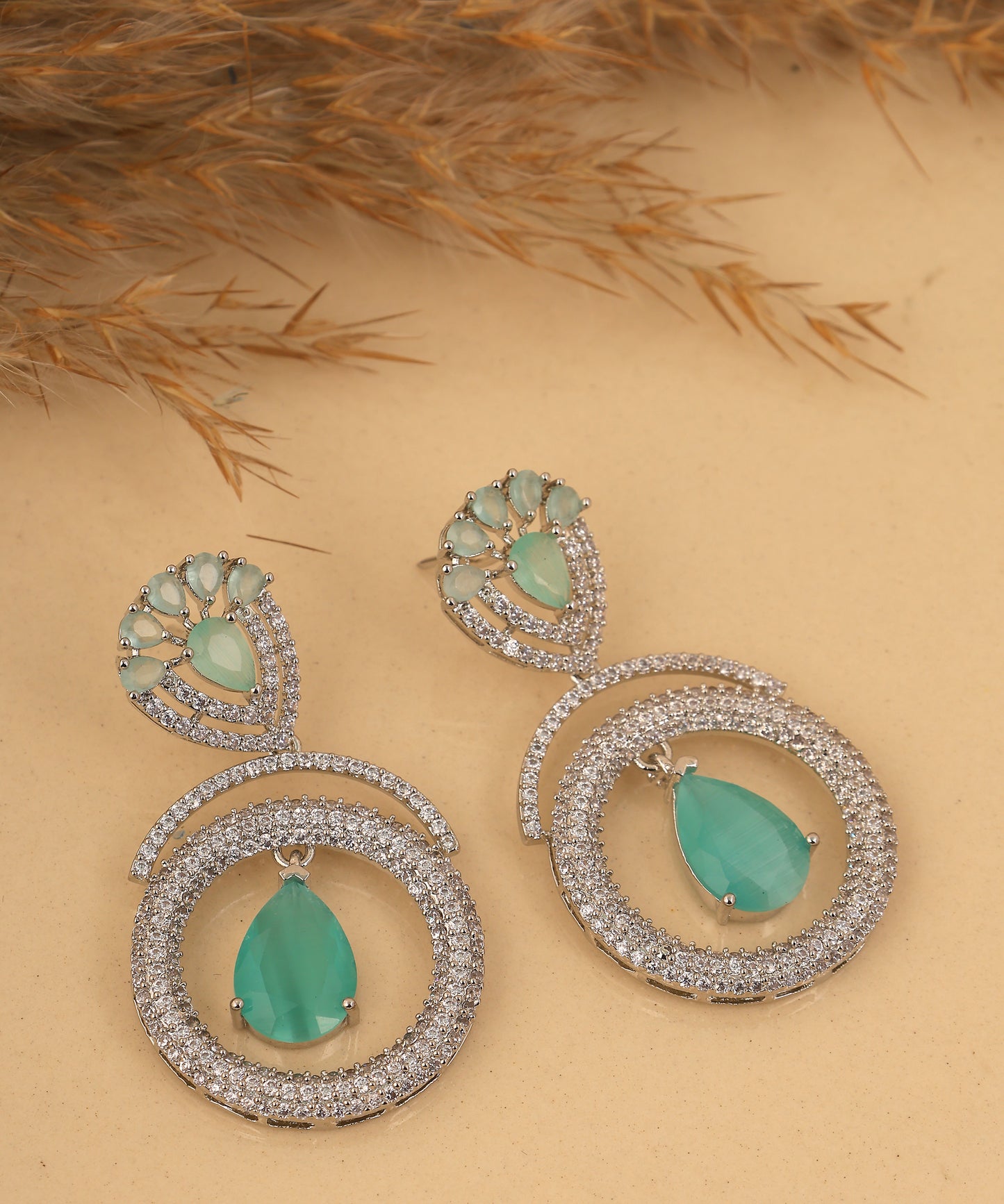 Sea Green Statement Drop Earrings