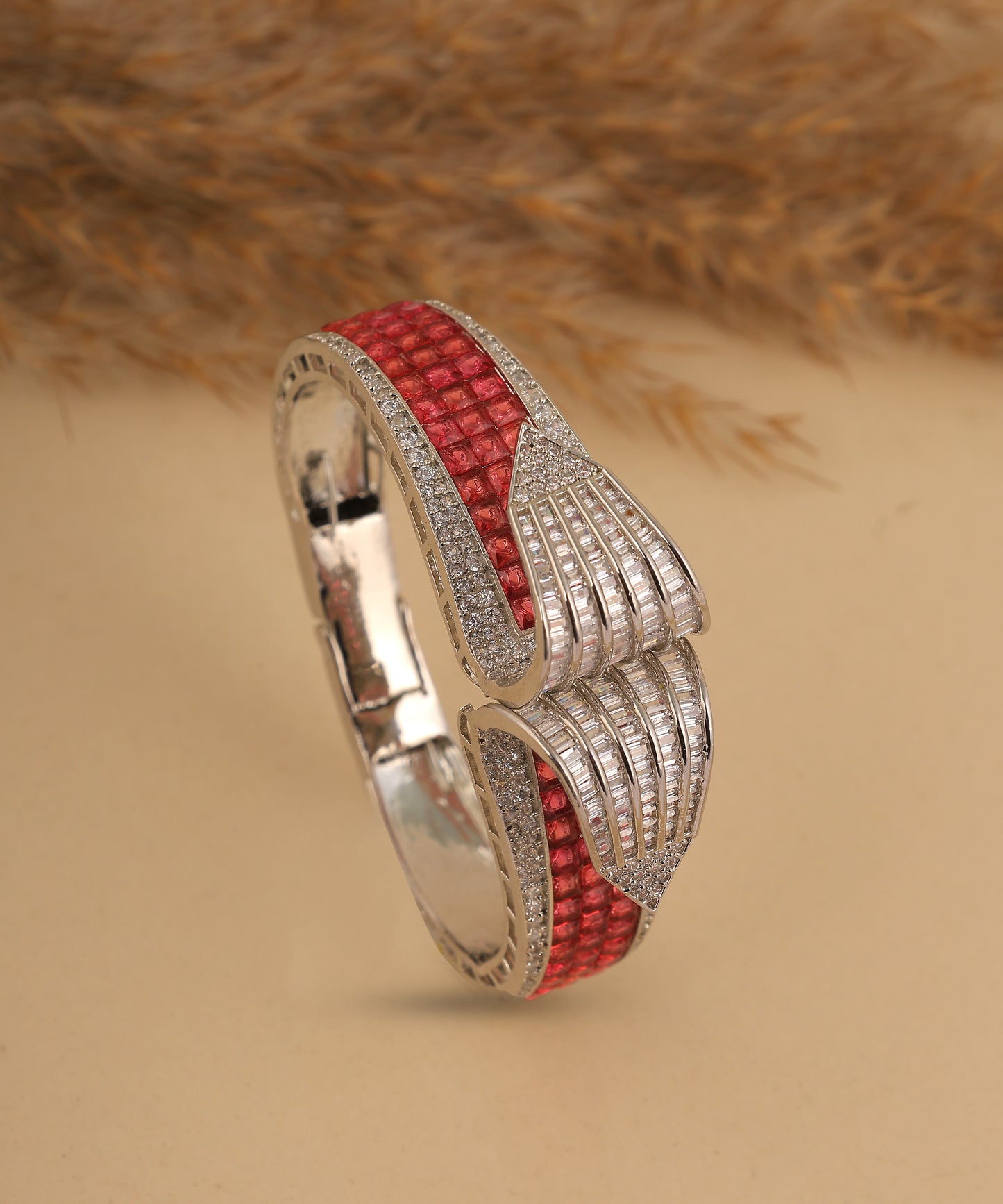Statement Ruby And Artificial Diamond Bracelet