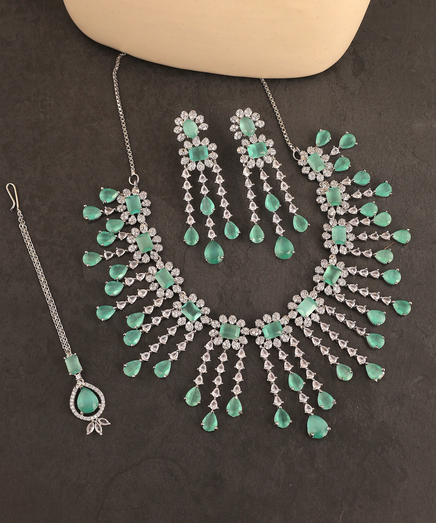 Serena Necklace Featuring Mint Green Stones And Crystals