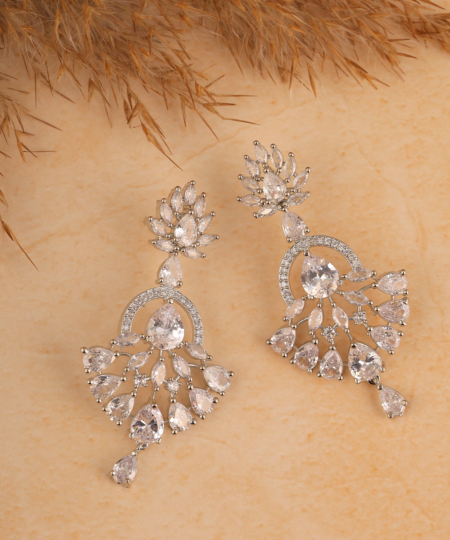 Designer Crystal And Rhinestone Drop Earrings