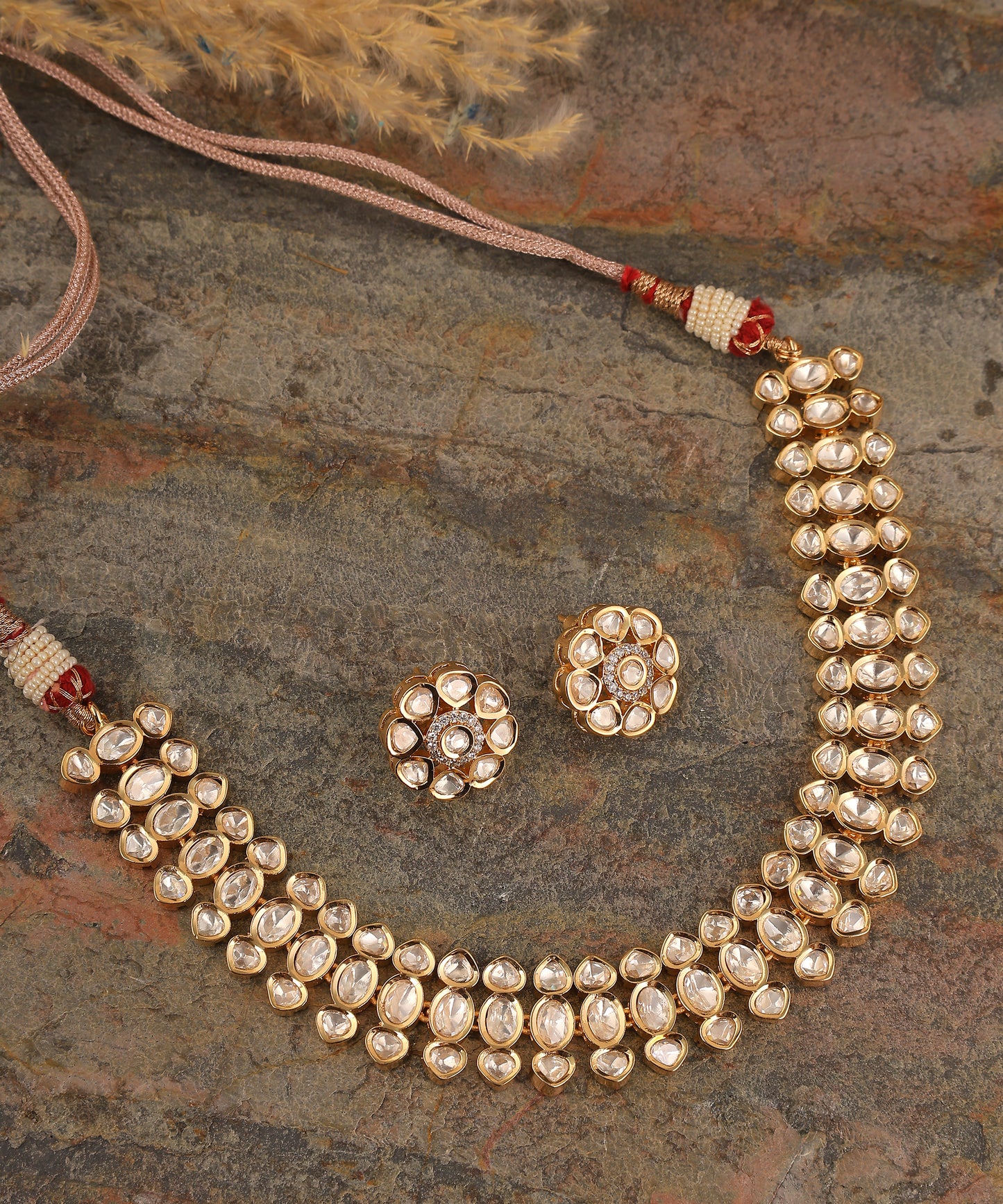 Three Layered Polki Choker/Necklace