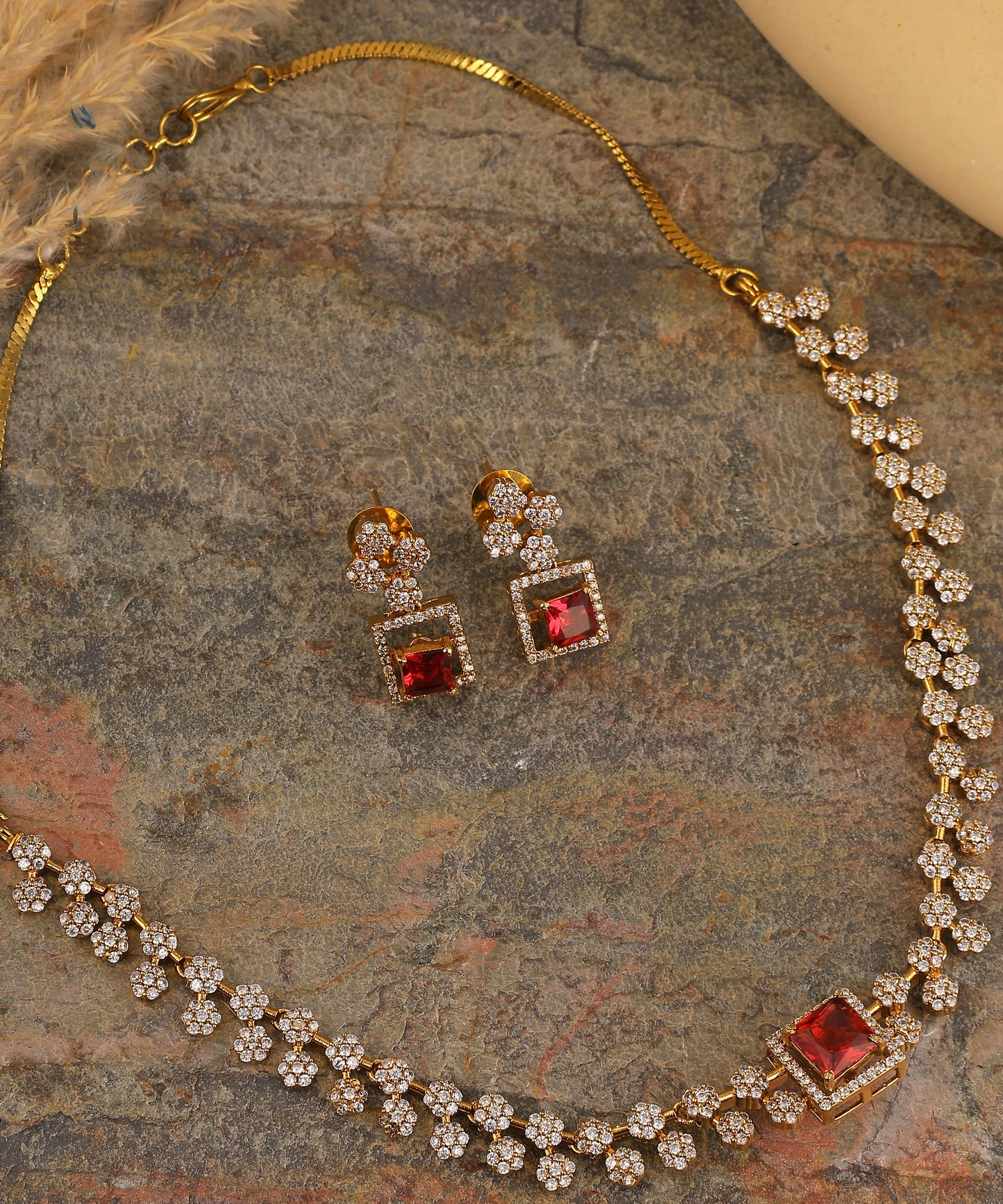 Multi Stone Changing Artificial Diamond Necklace