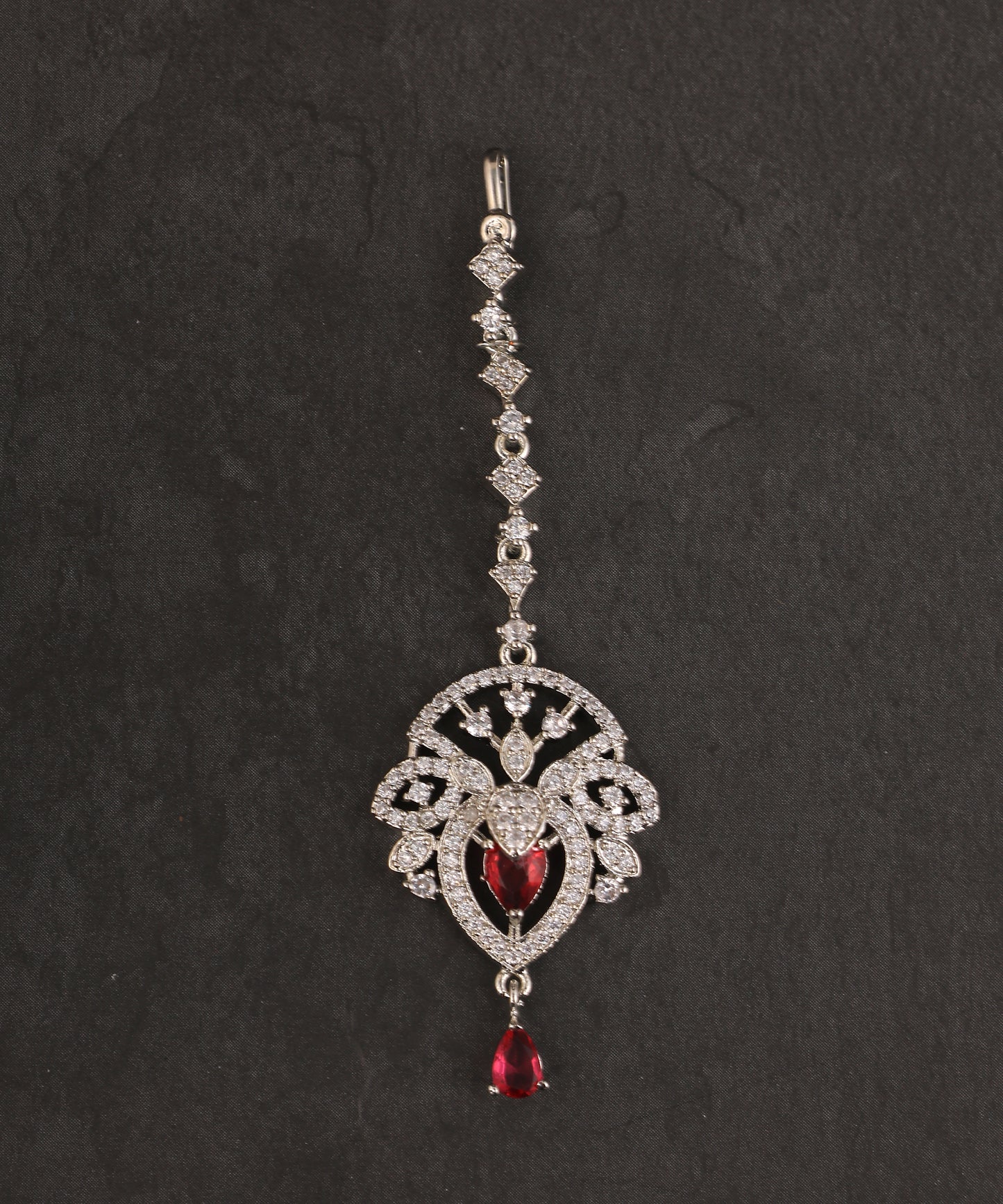 Ruby Drop Artificial Diamond Maangtikka