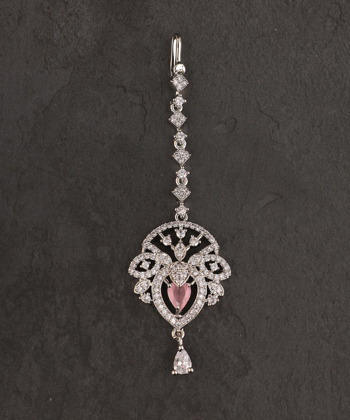 Baby Pink Artificial Diamond Maangtikka