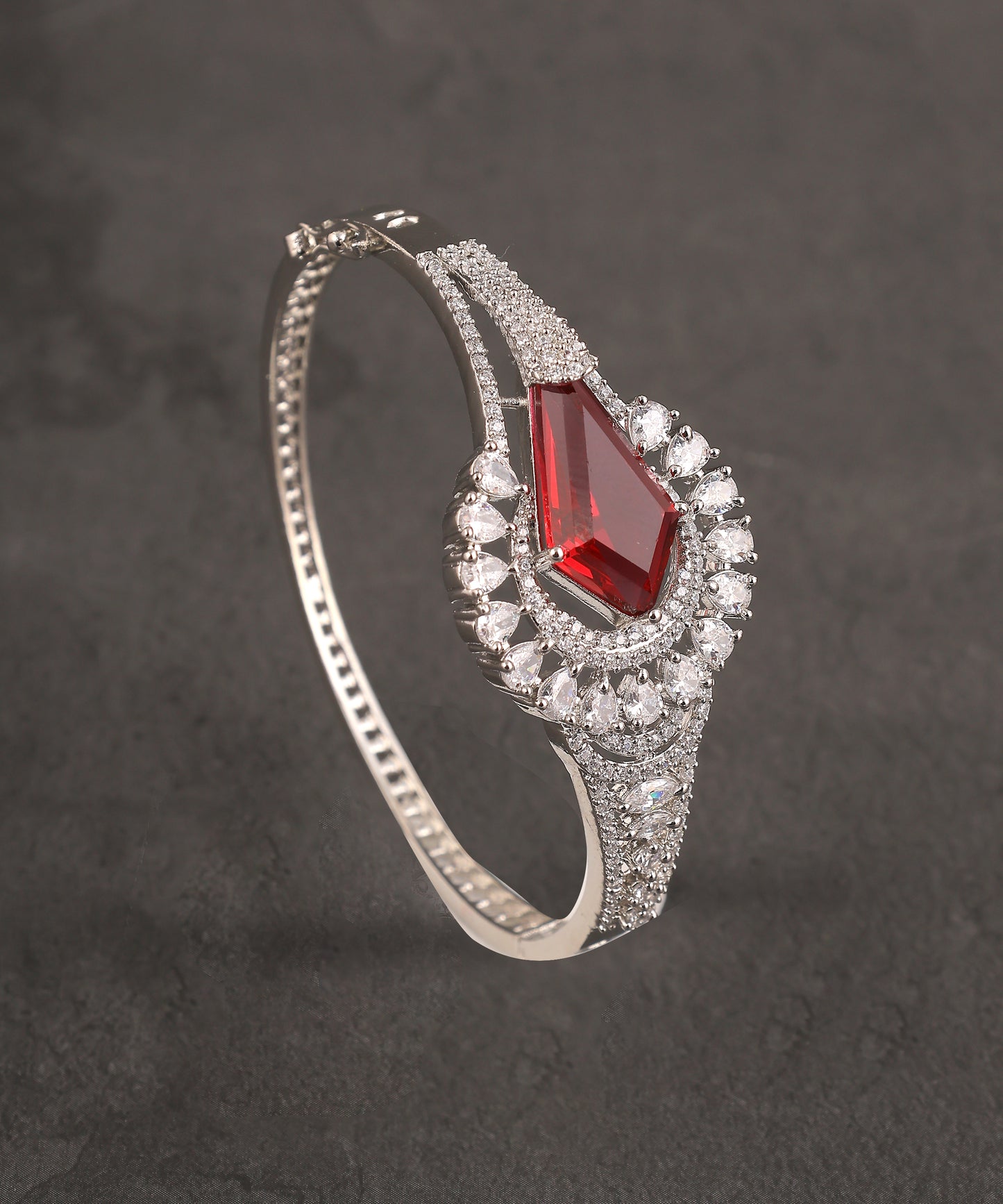 Designer Ruby Stone Studded Artificial Diamond Bracelet