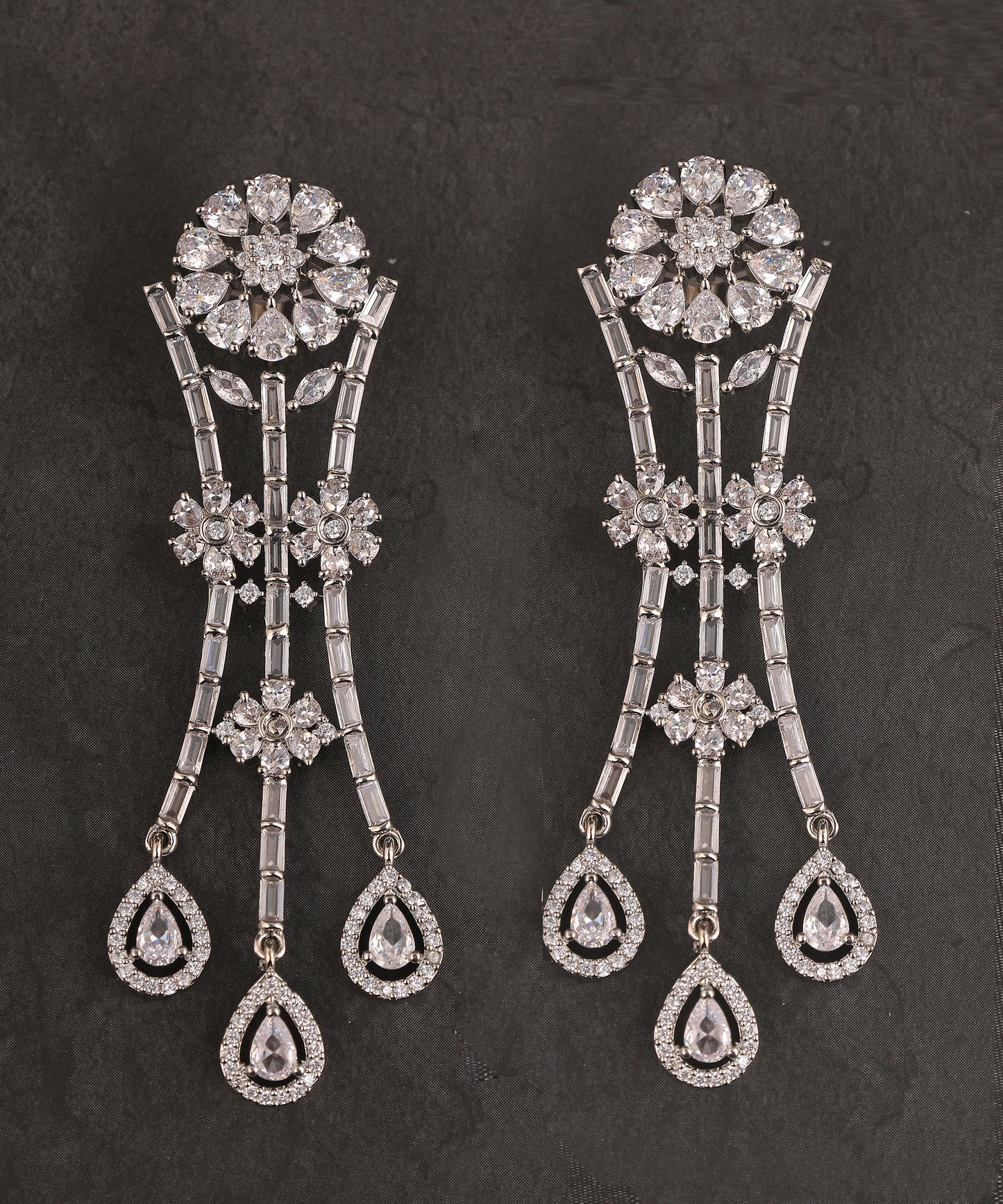 Statement Crystal And Rhinestone Long Earrings