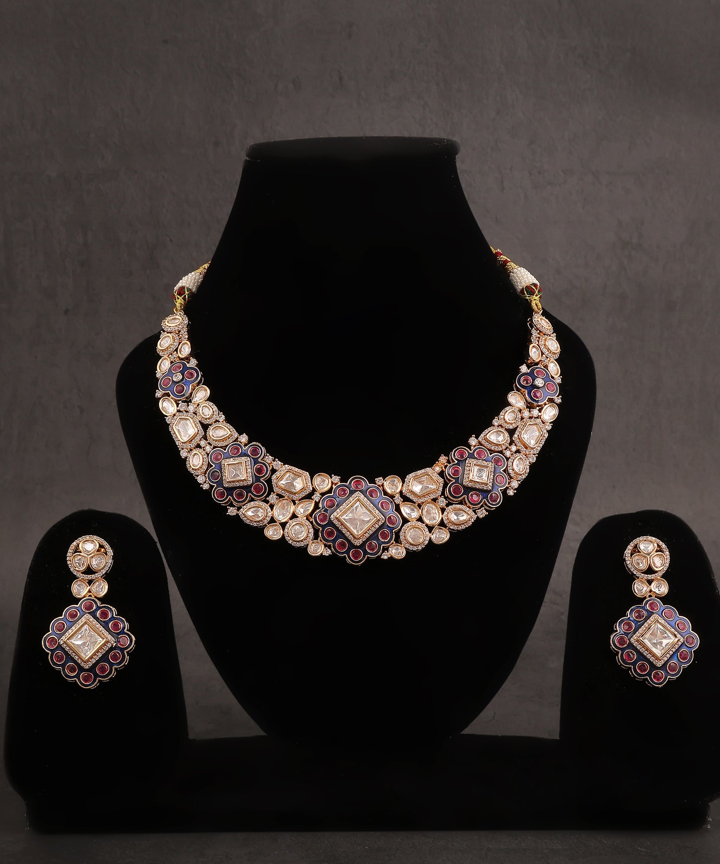 Saanjh Necklace Featuring Polki And Intricated Meenakari Work
