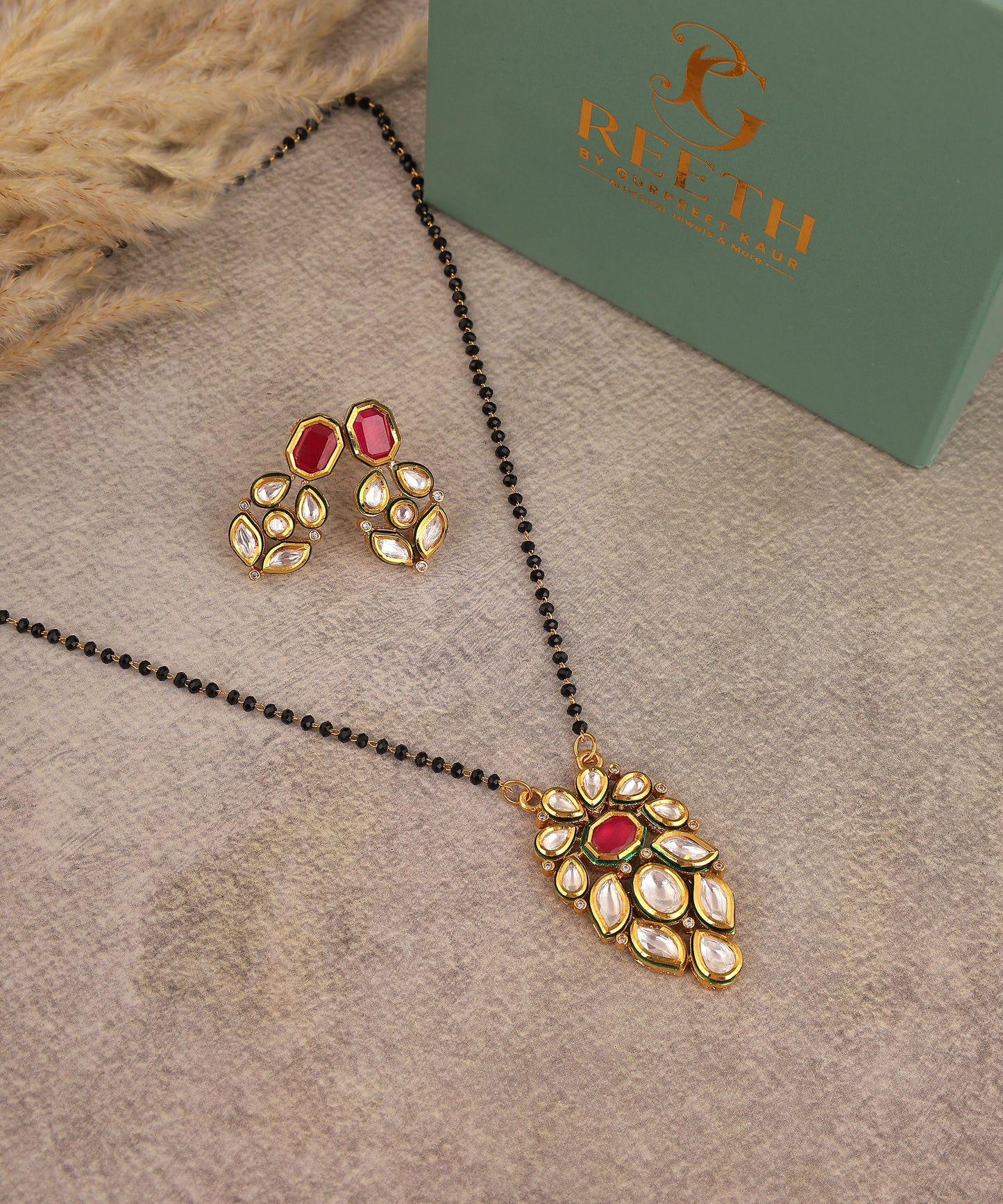 Kundan And Ruby Mangalsutra/Pendant
