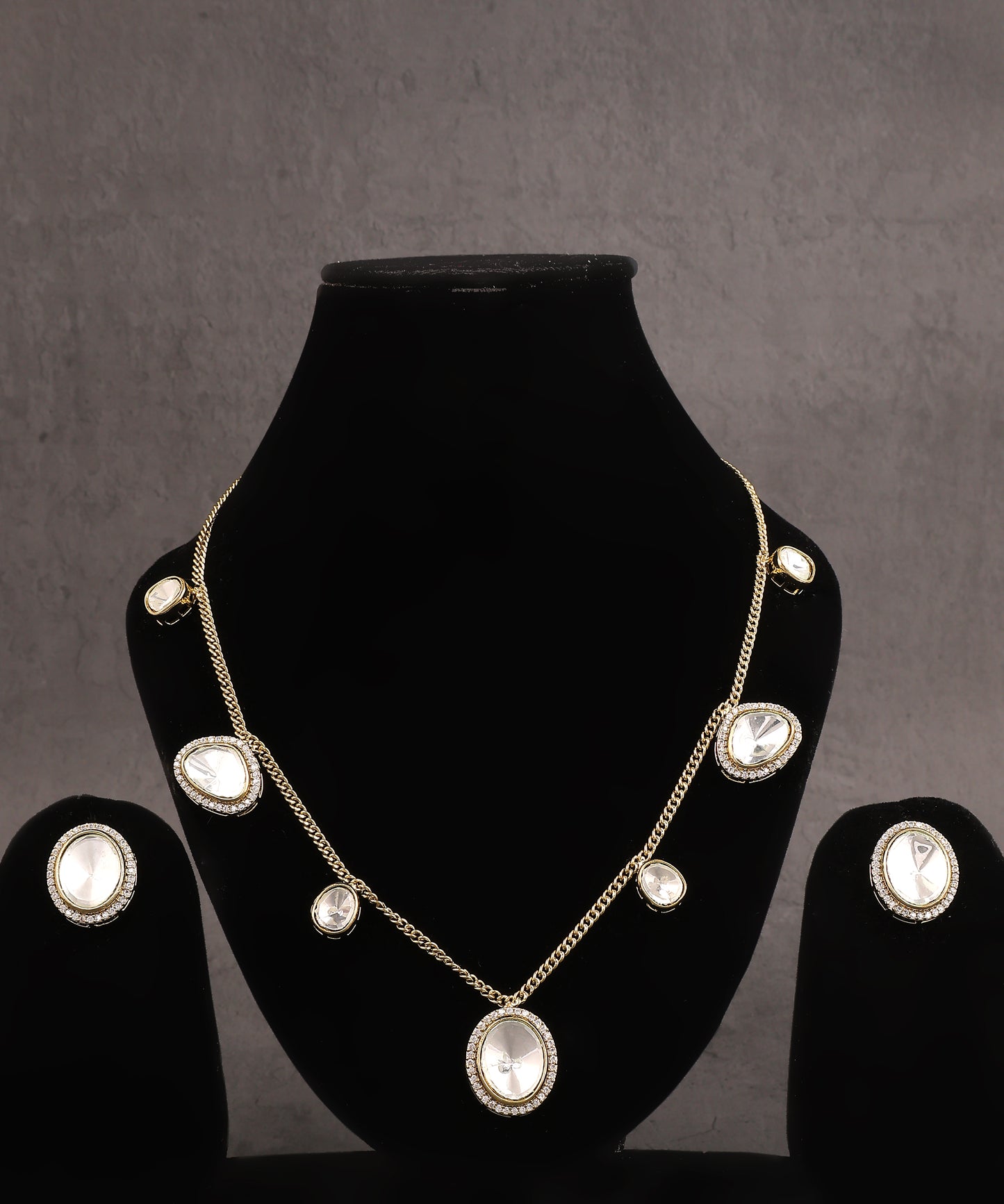 Polki Chain Necklace With Studs