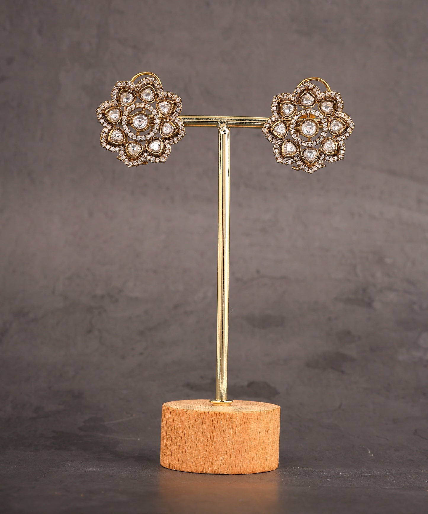 Polki Flower Shaped Big Studs/Earrings