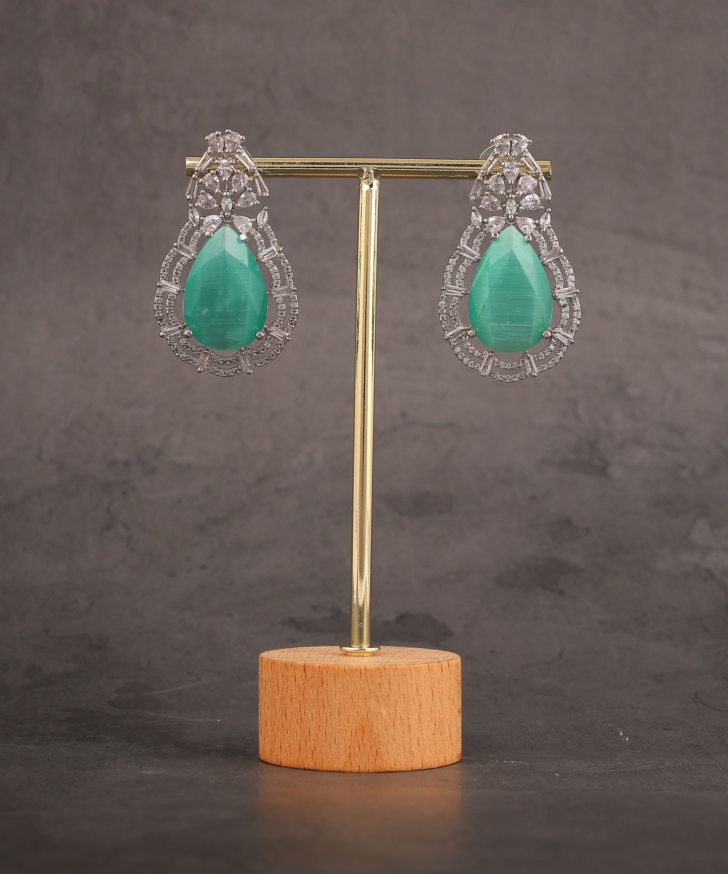 Mint Green Designer Artificial Diamond Earrings