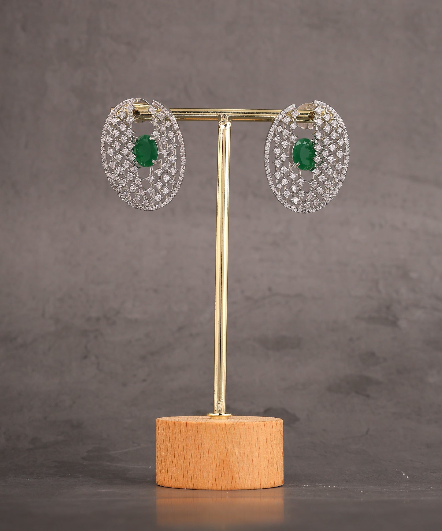 Emerald And Crystal Large Studs/Earrings