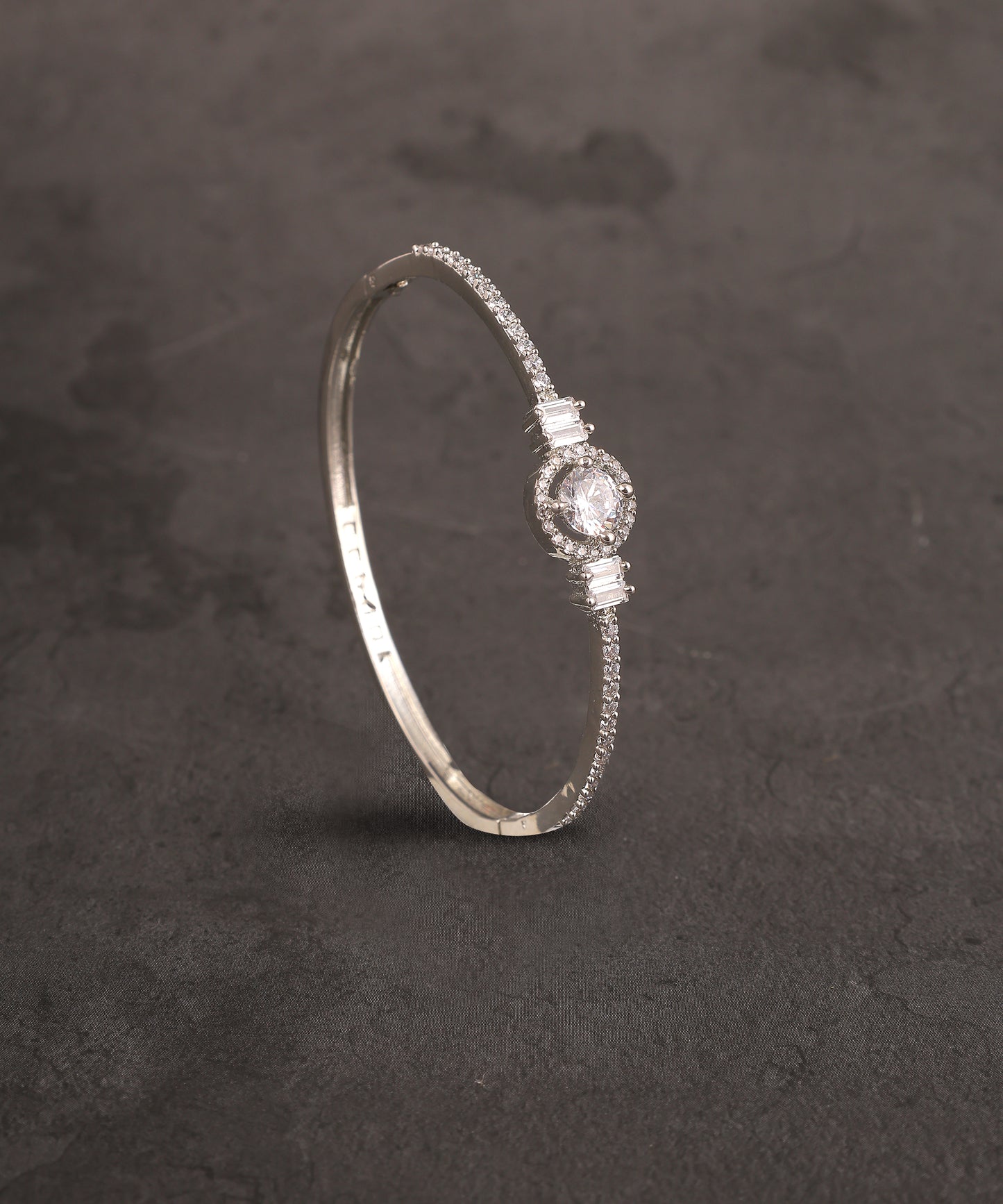 Solitaire Studded Silver Artificial Diamond Bracelet
