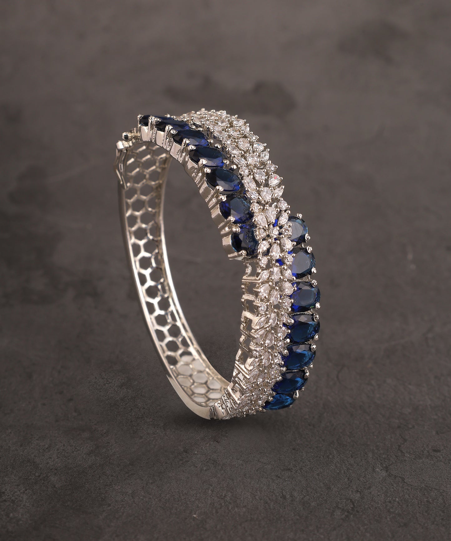 Crystal And Sapphire Studded Artificial Diamond Bracelet