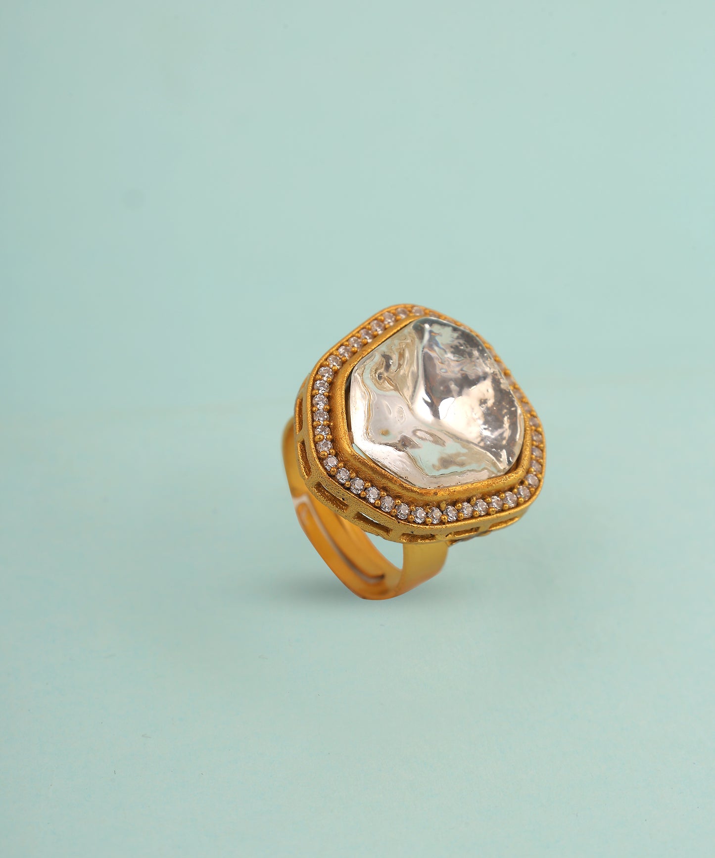 Pentagonal Shaped Polki Ring
