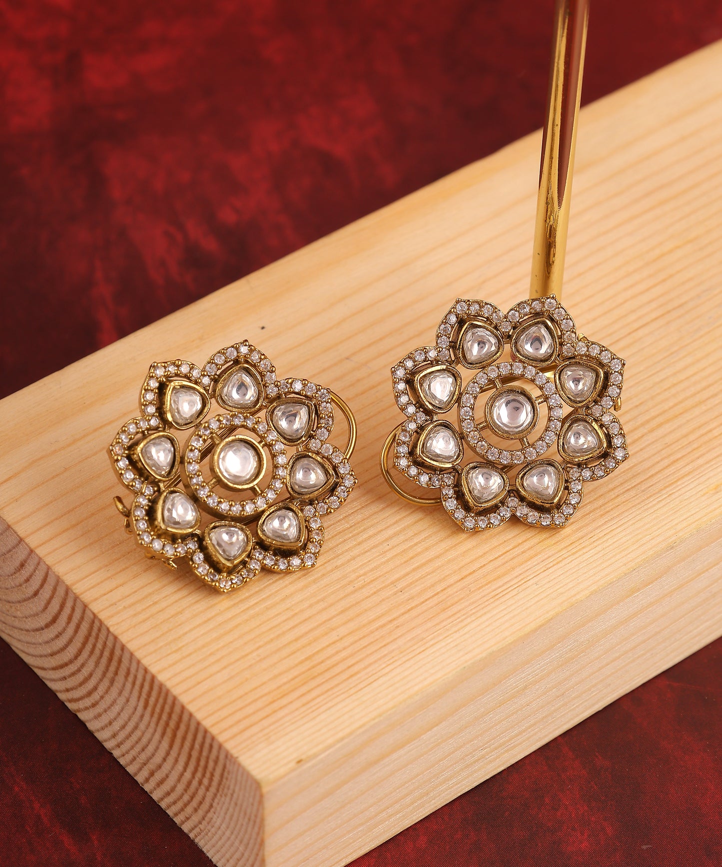 Polki Flower Shaped Big Studs/Earrings