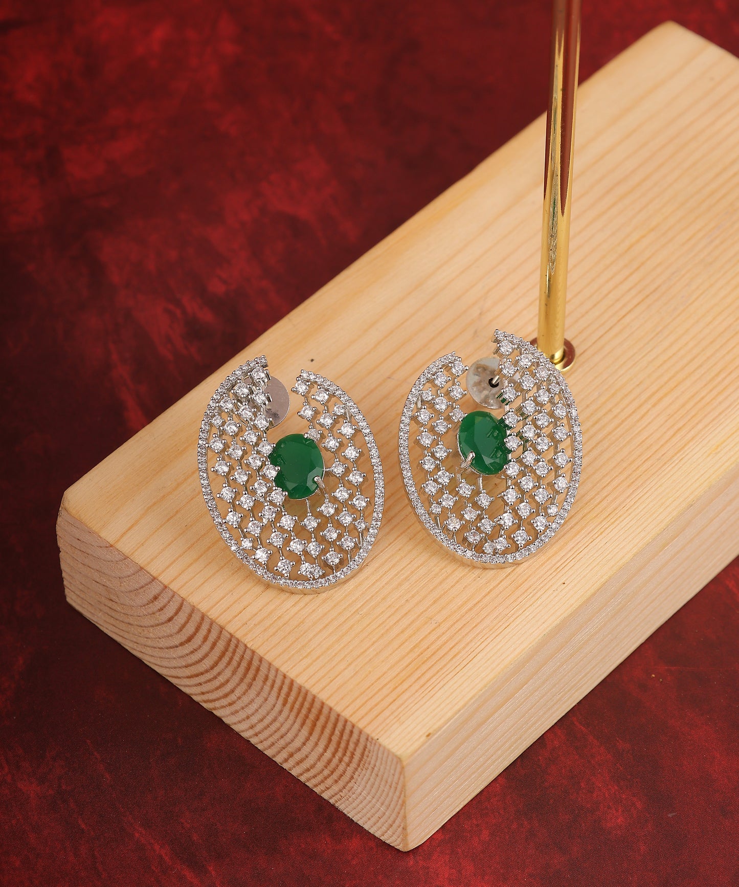 Emerald And Crystal Large Studs/Earrings