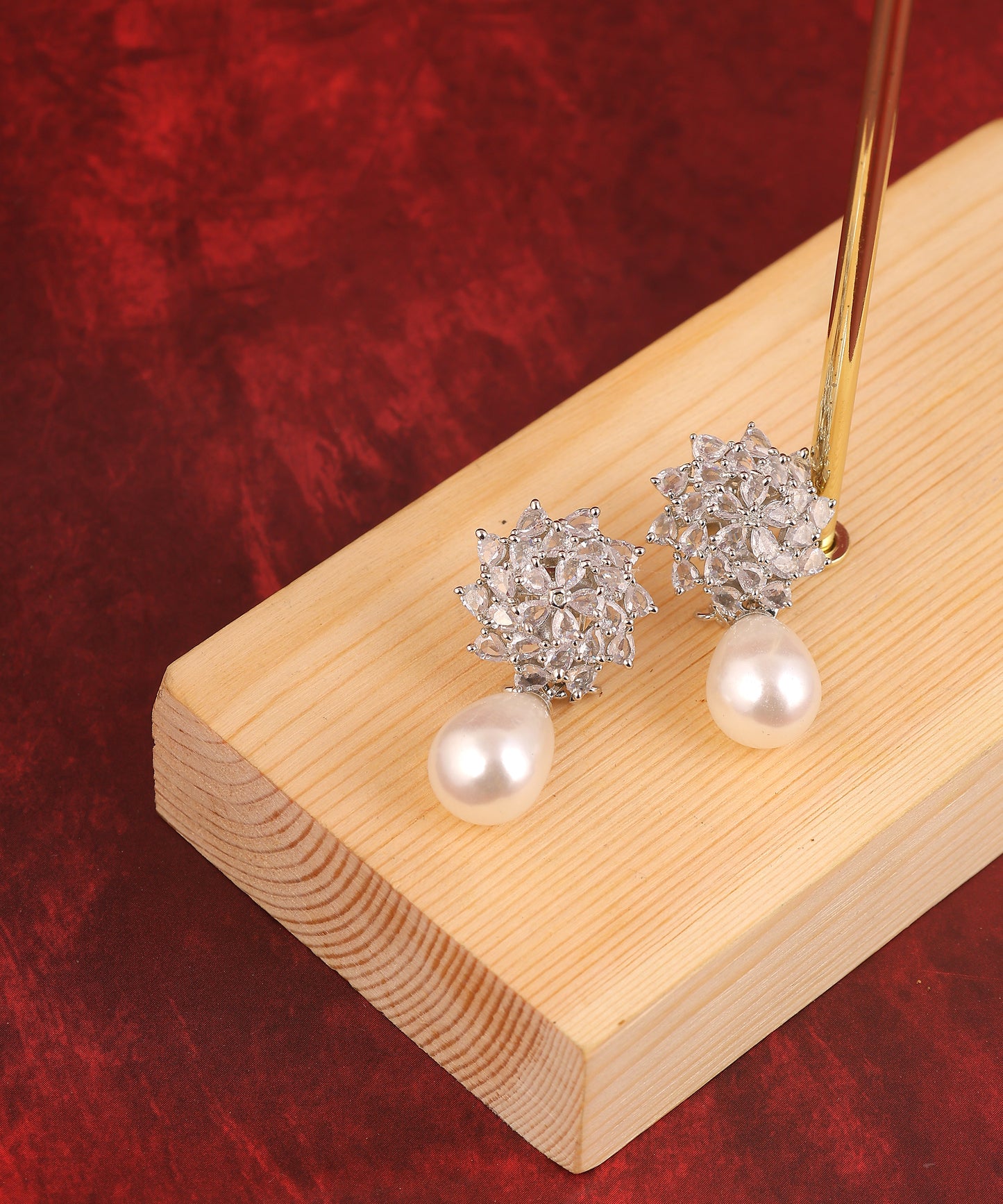Crystal Earrings With Pearl Drops