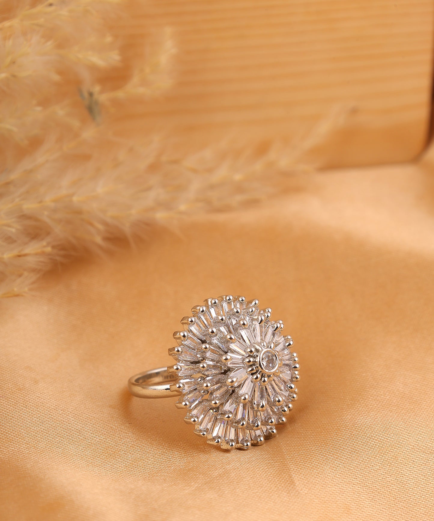 Crystal Studded Circular Big Ring