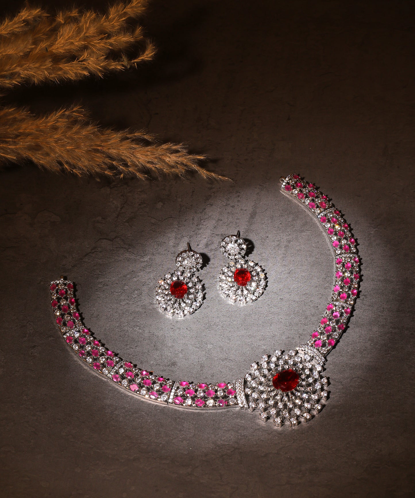 Sapphire Stone Studded Minimalist Artificial Diamond Necklace