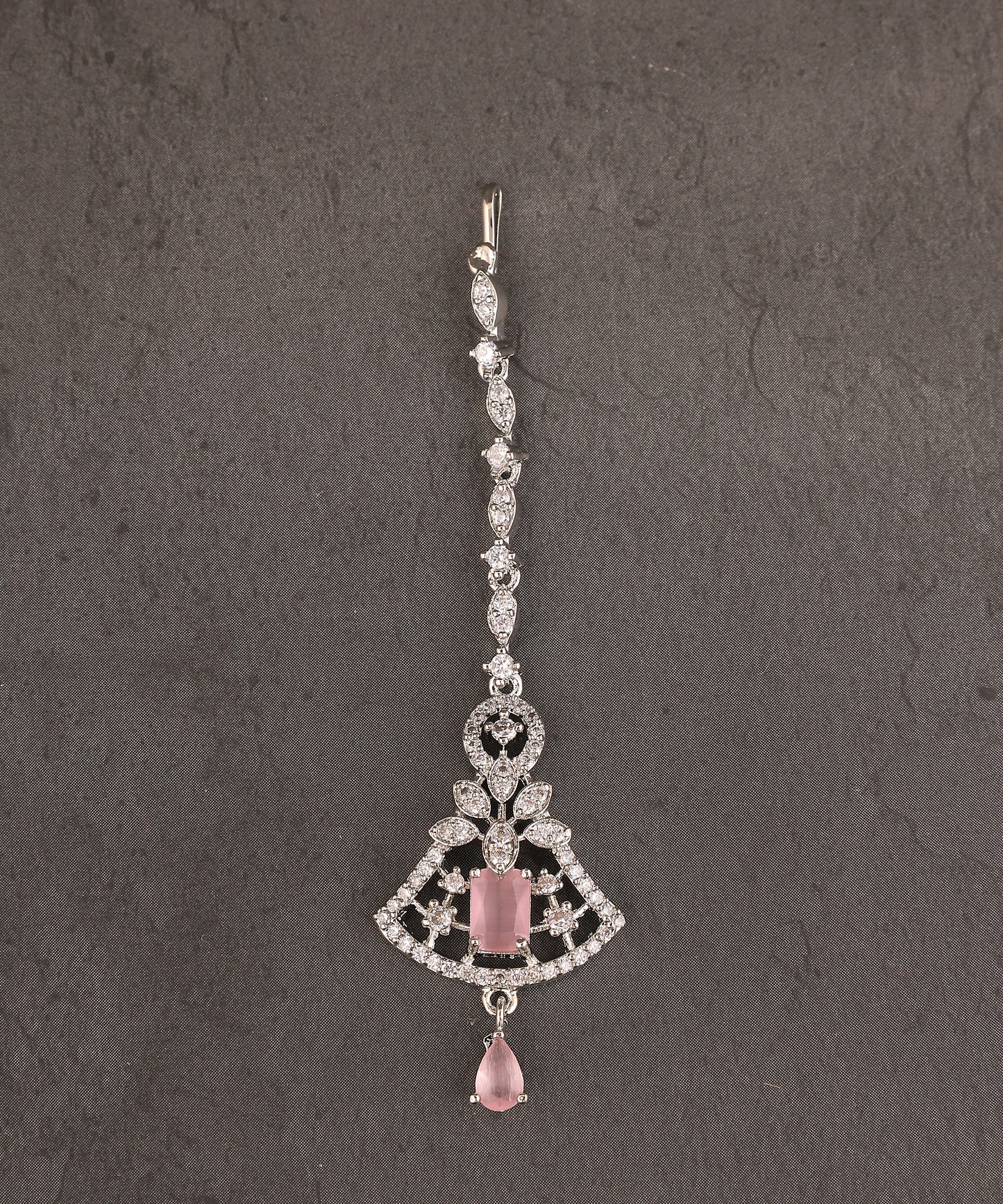 Baby Pink Artificial Diamond Maangtikka