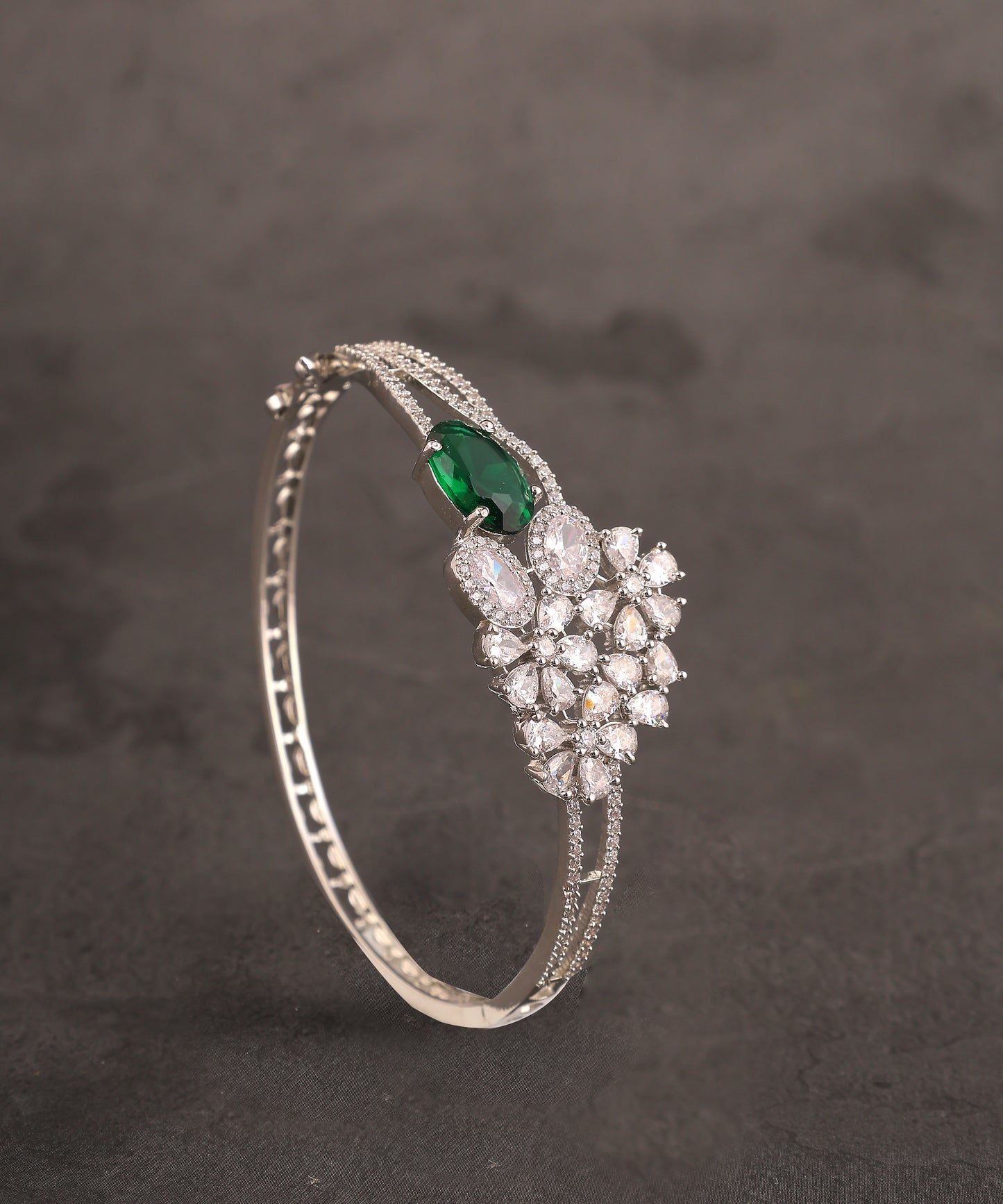 Emerald And Crystal Stone Studded Bracelet