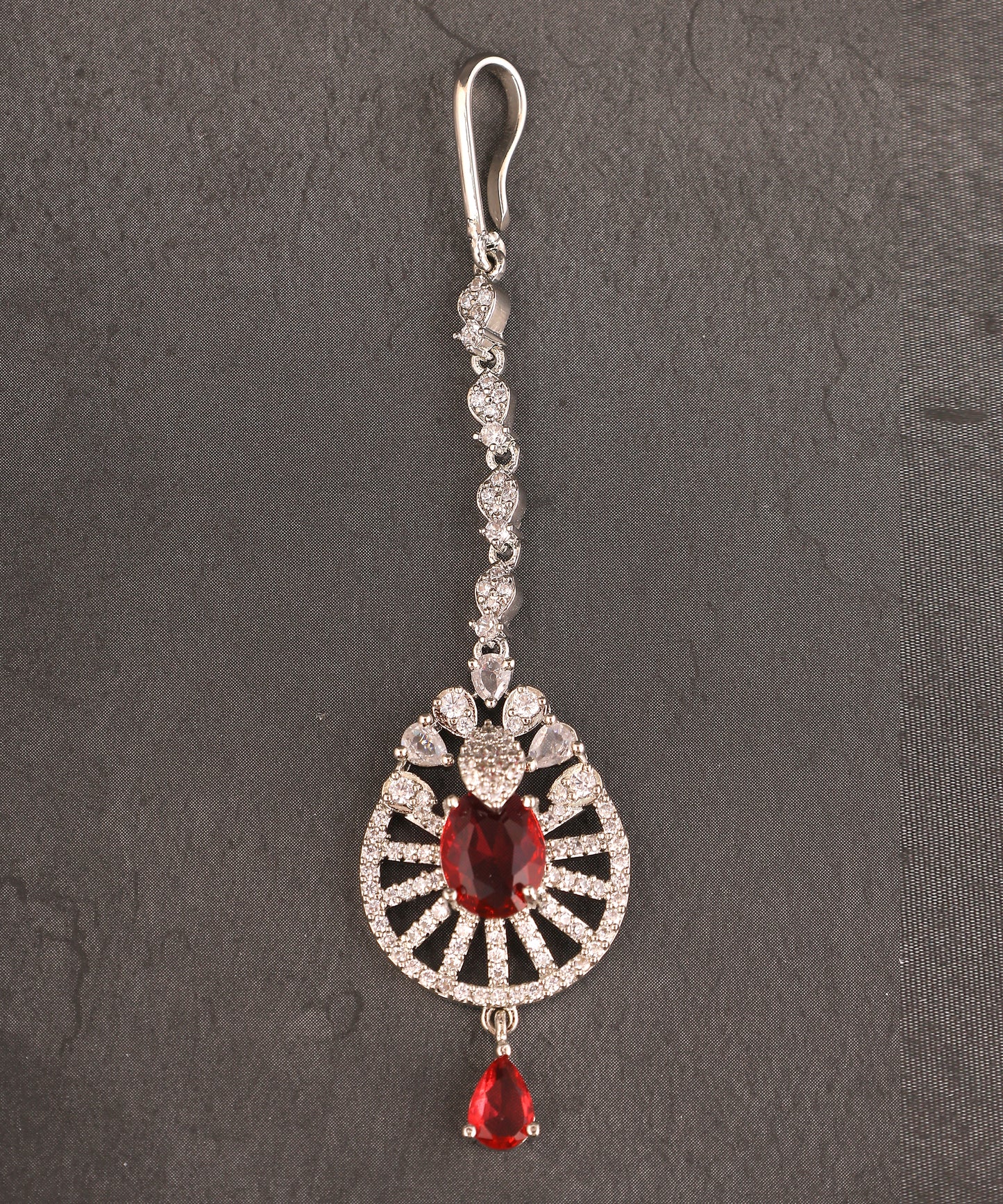 Ruby Artificial Diamond Maangtikka