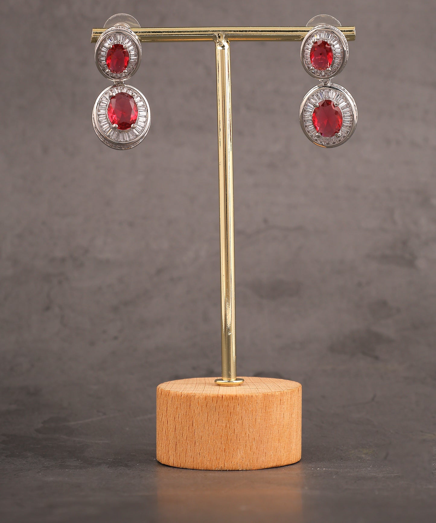 Ruby Studded Designer Artificial Diamond Drop Earrings