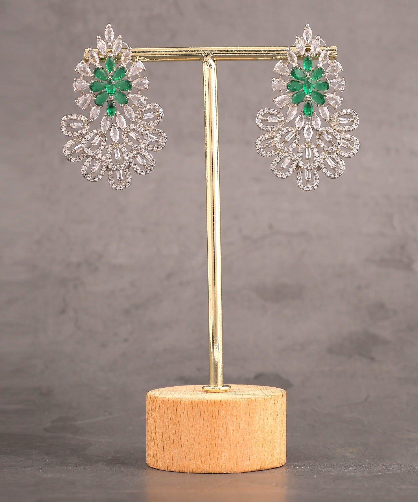 Crystal And Emerald Statement Earrings