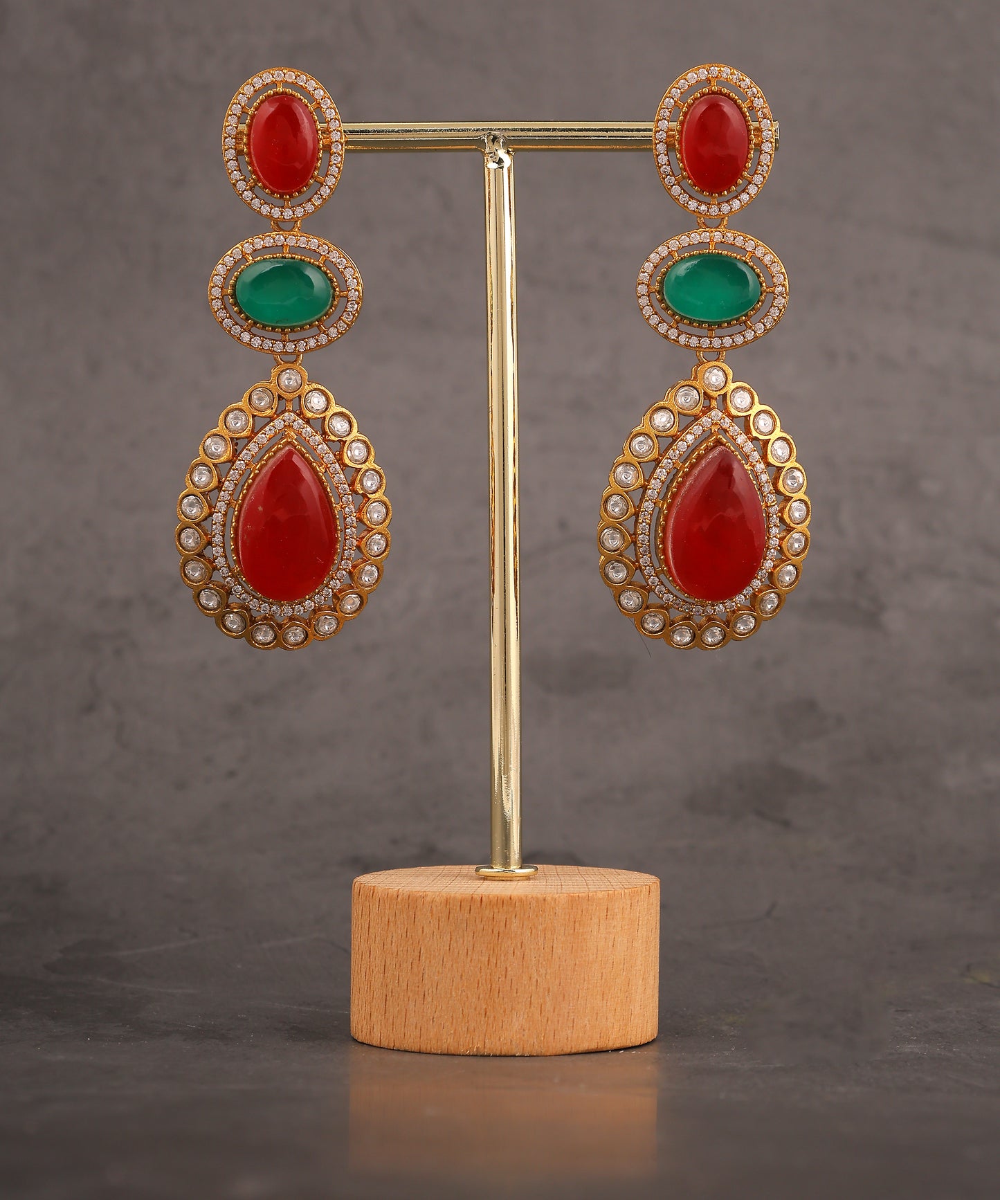 Ruby And Emerald Traditional Drop Earrings