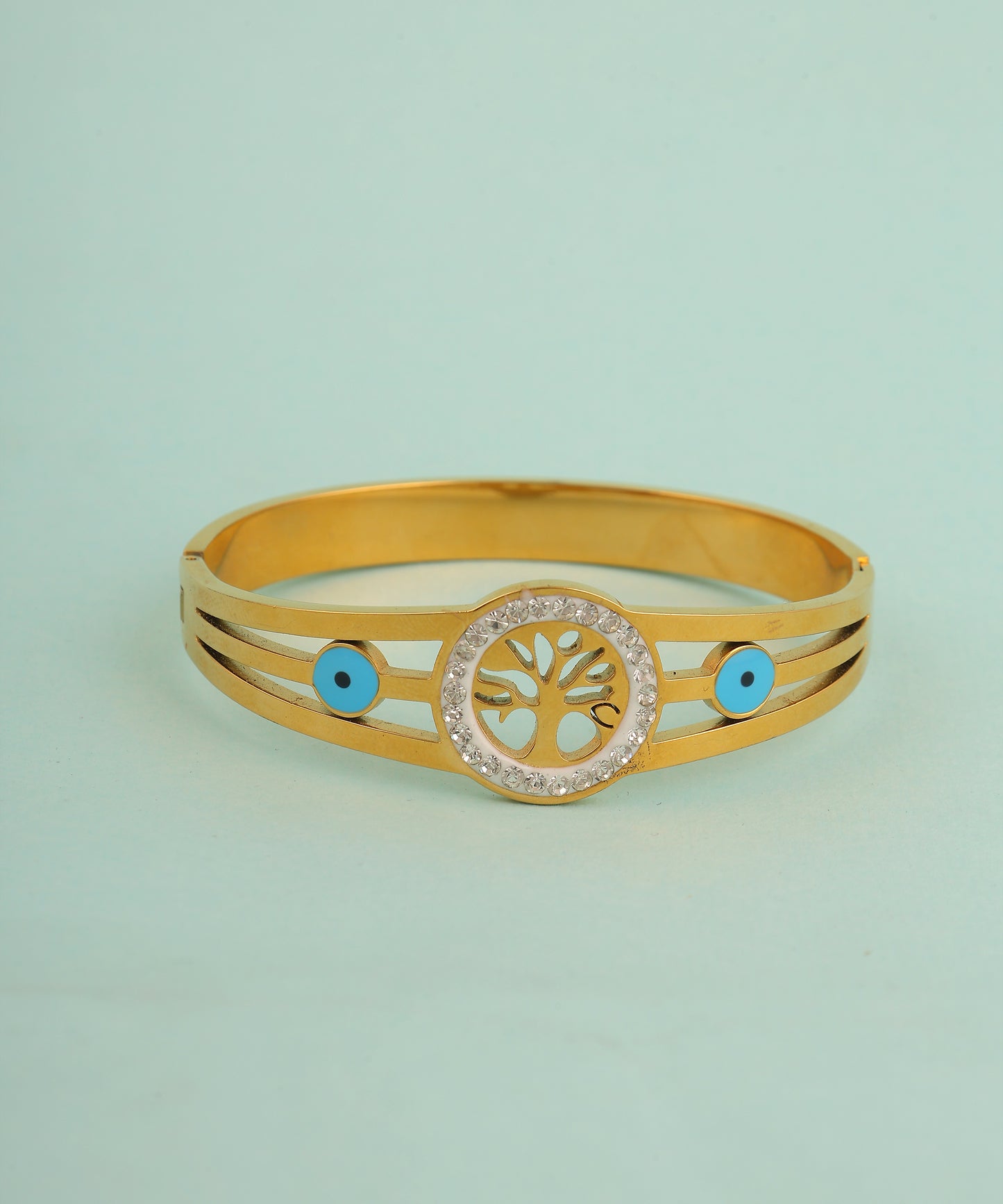 Evil Eye And Tree Patterned Anti Tarnish Bracelet
