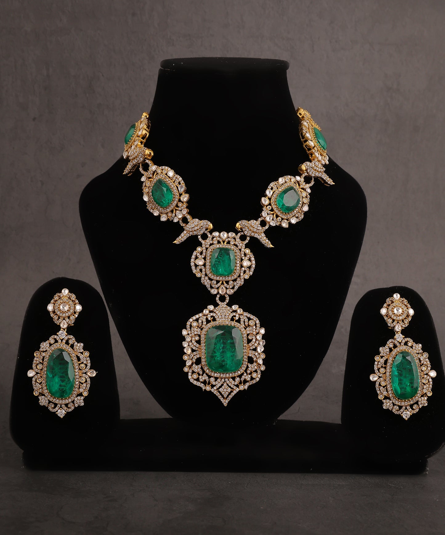 Mirana Necklace Featuring Emerald Doublet Stones