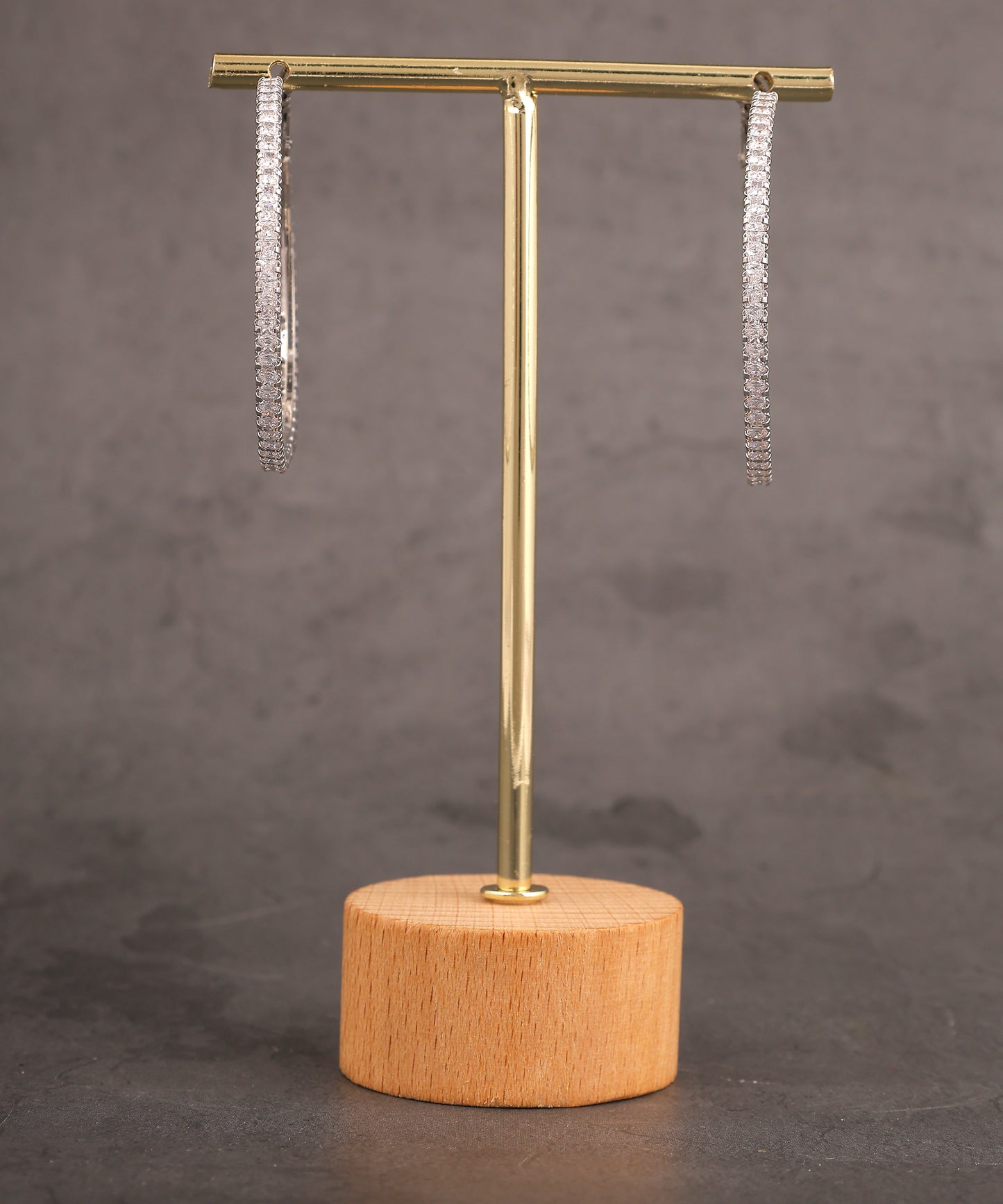 Rhinestone Silver Plated Hoops